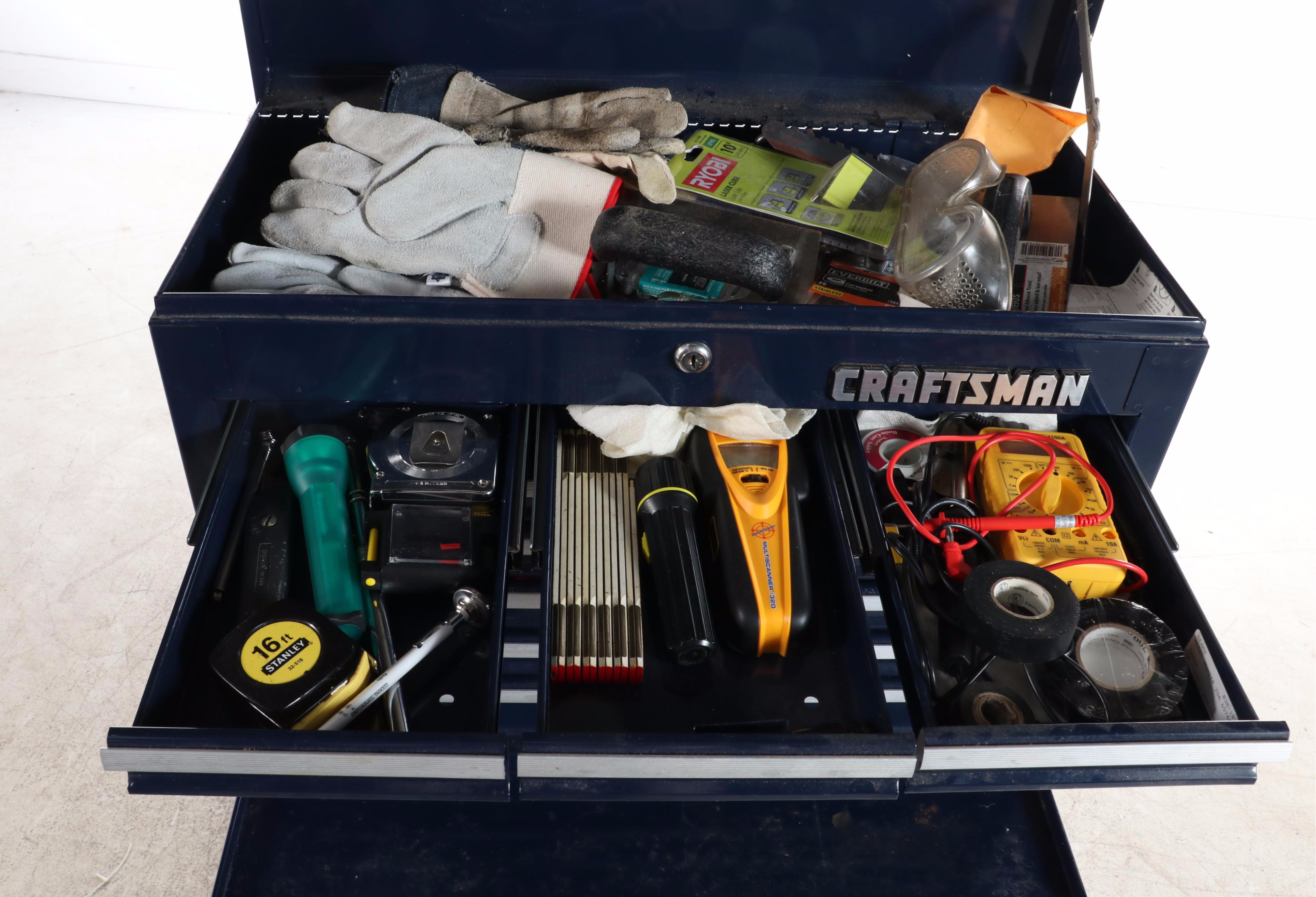 Craftsman Stacking Tool Chests on Casters With Assorted Tools