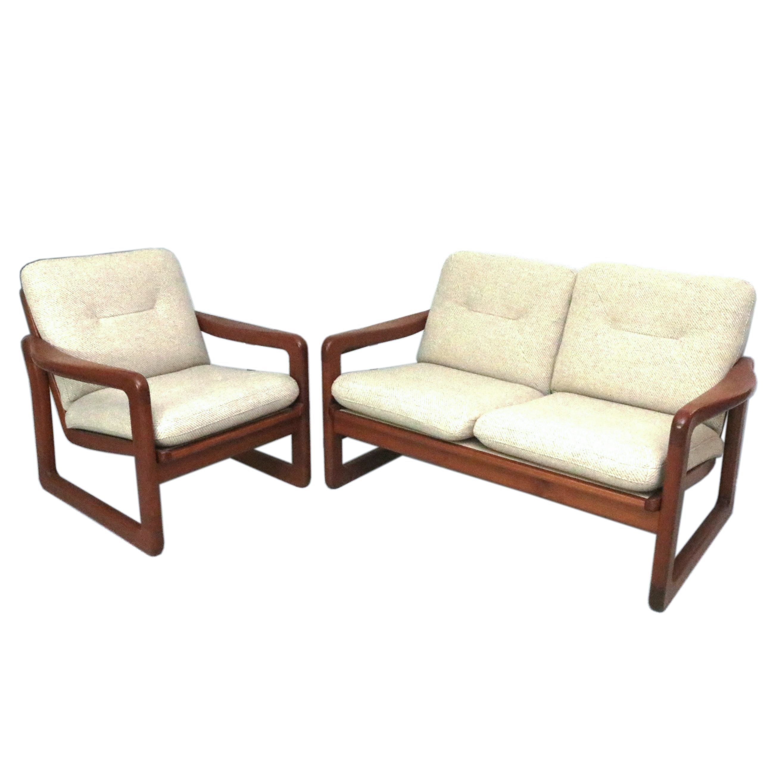 Danish Modern Teak Loveseat and Lounge Chair, Furniture by Otmar, 1984