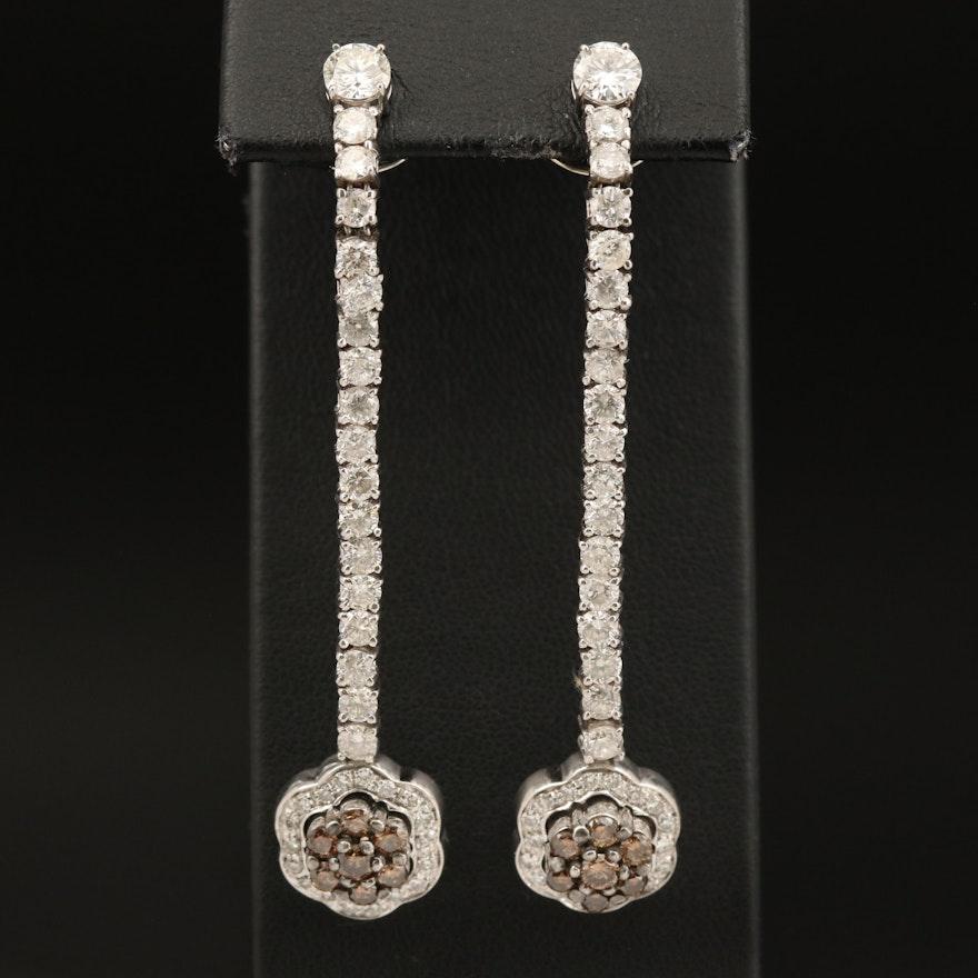 18K 5.05 CTW Diamond Rosette Pendulum Earrings