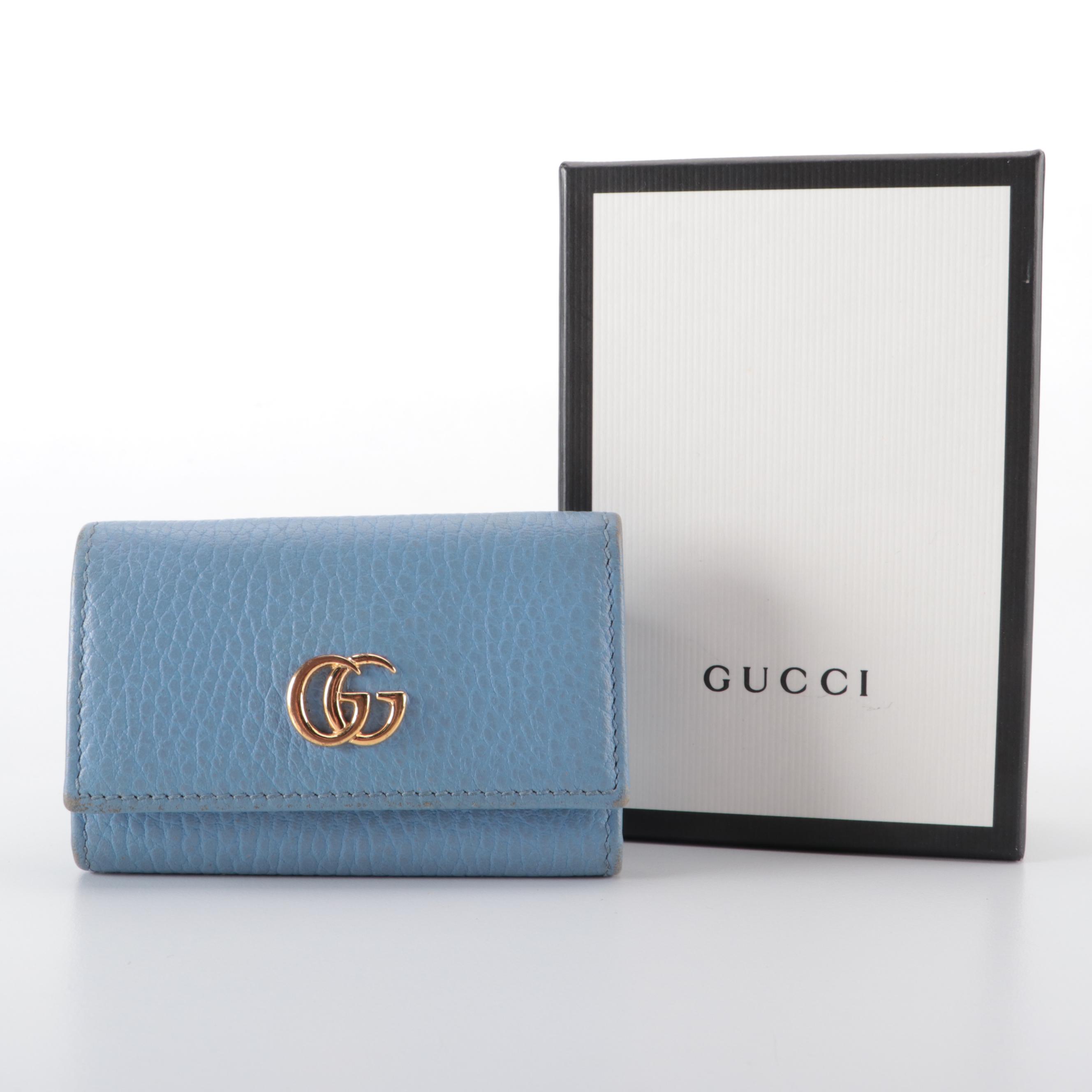 Gucci GG Marmont 6-Ring Key Case  in Pebbled Leather