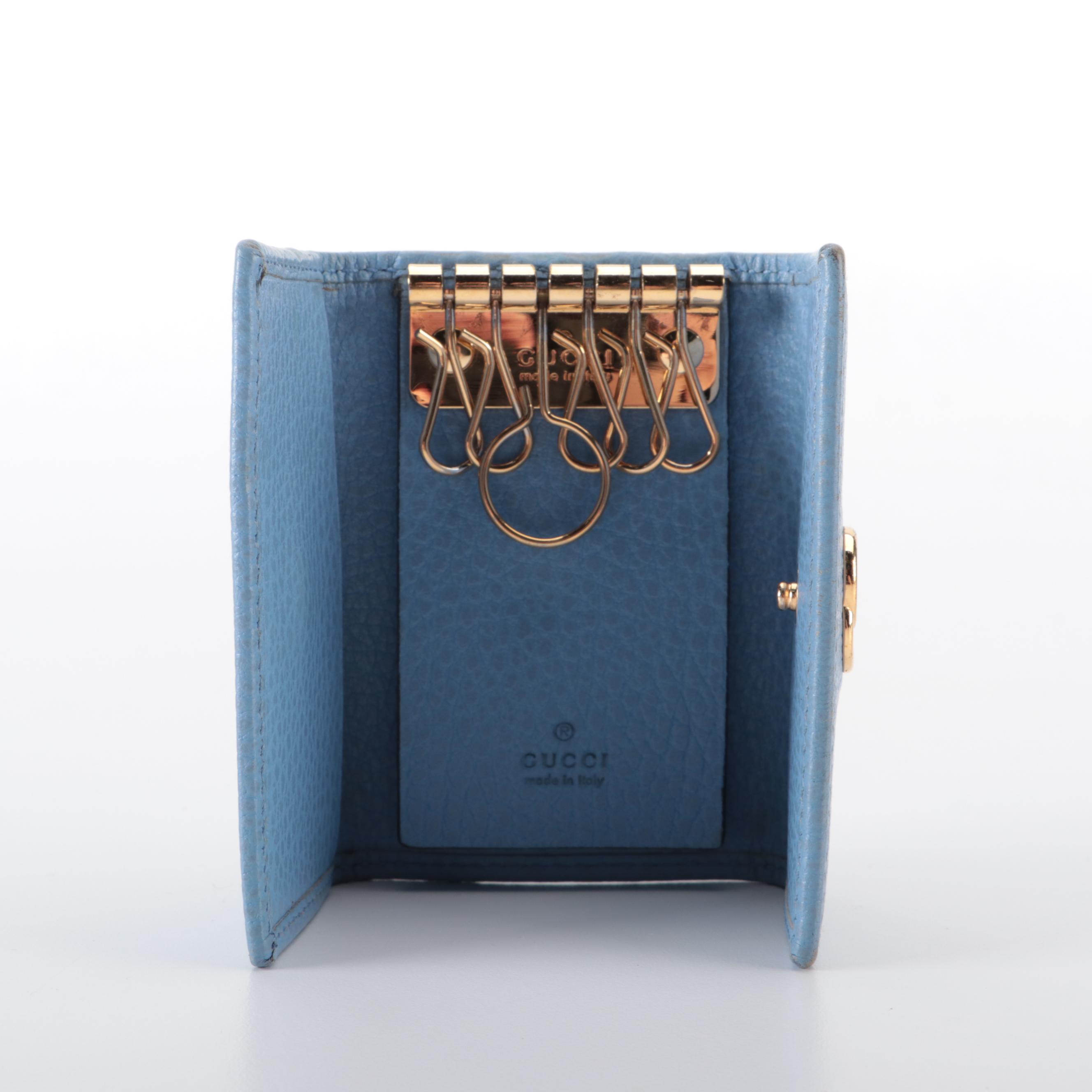 Gucci GG Marmont 6-Ring Key Case  in Pebbled Leather