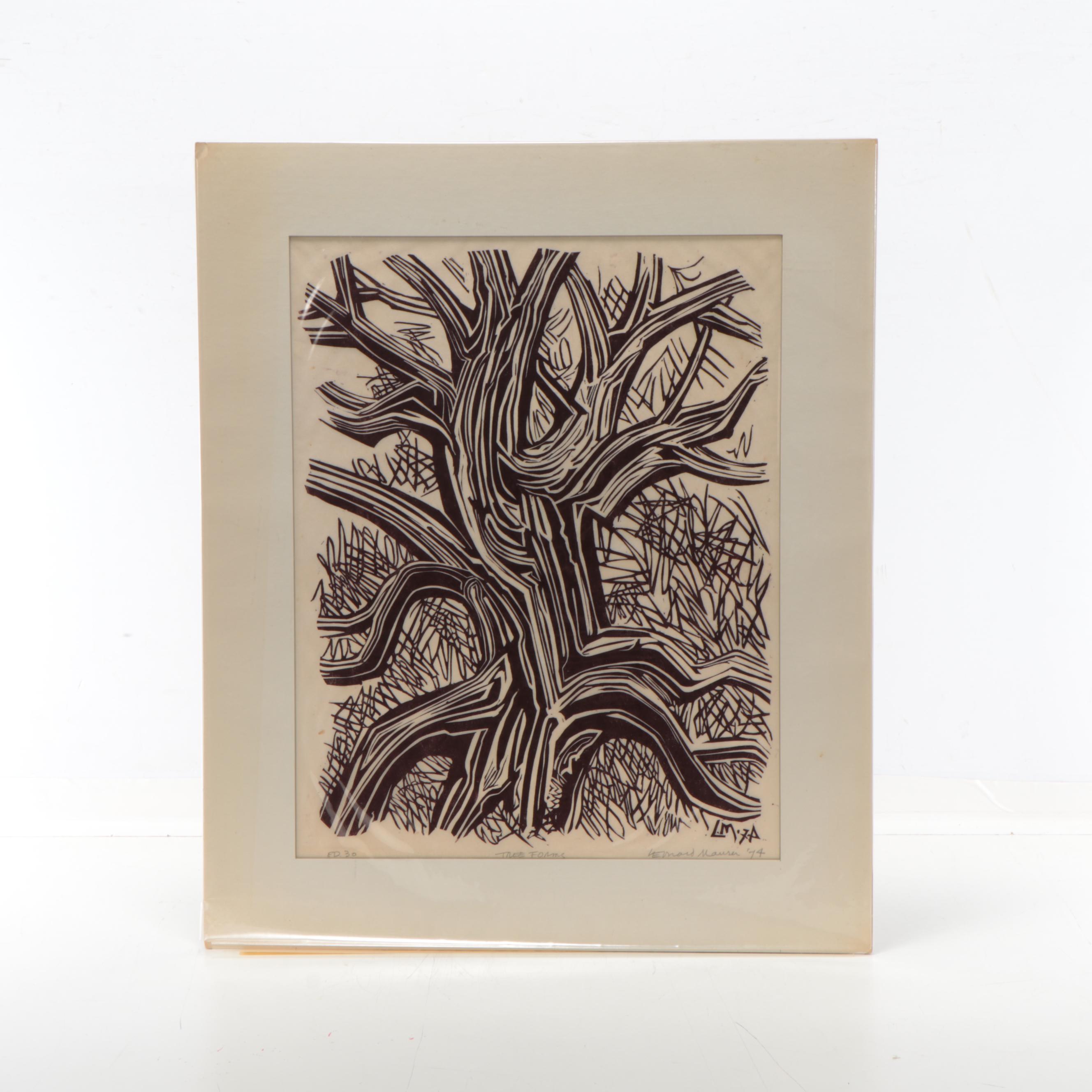 Leonard Maurer Linoleum Cuts Including "Nude"