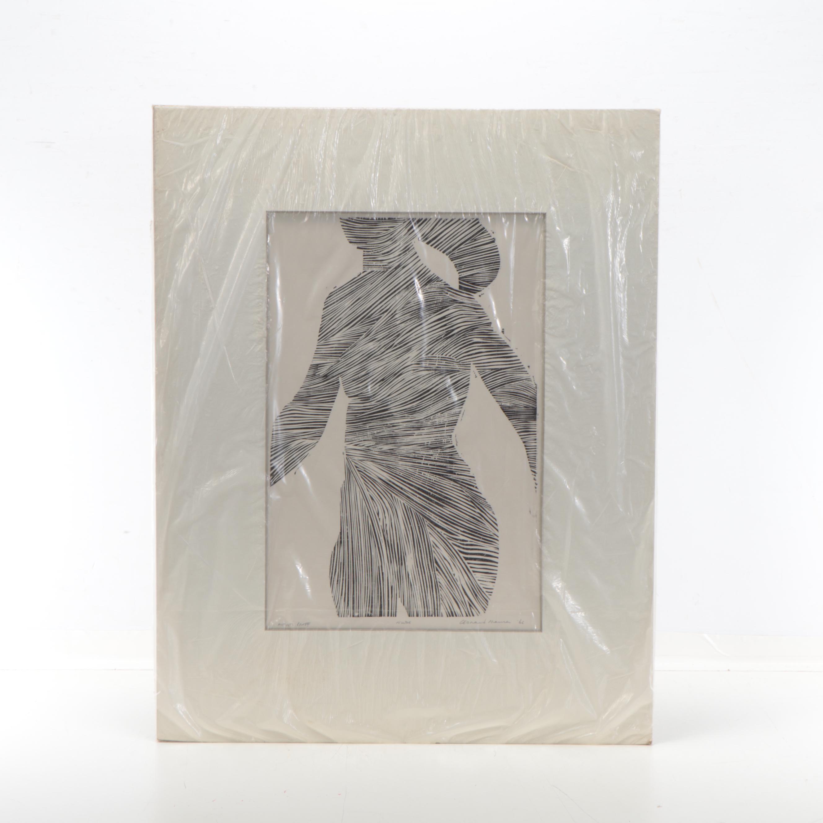 Leonard Maurer Linoleum Cuts Including "Nude"