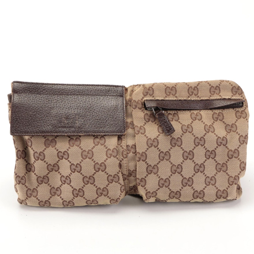 Gucci Belt Bag in GG Canvas and Cinghiale Leather
