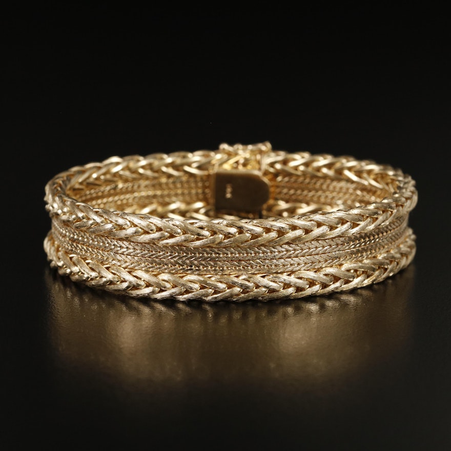 14K Multi-Row Wheat Bracelet