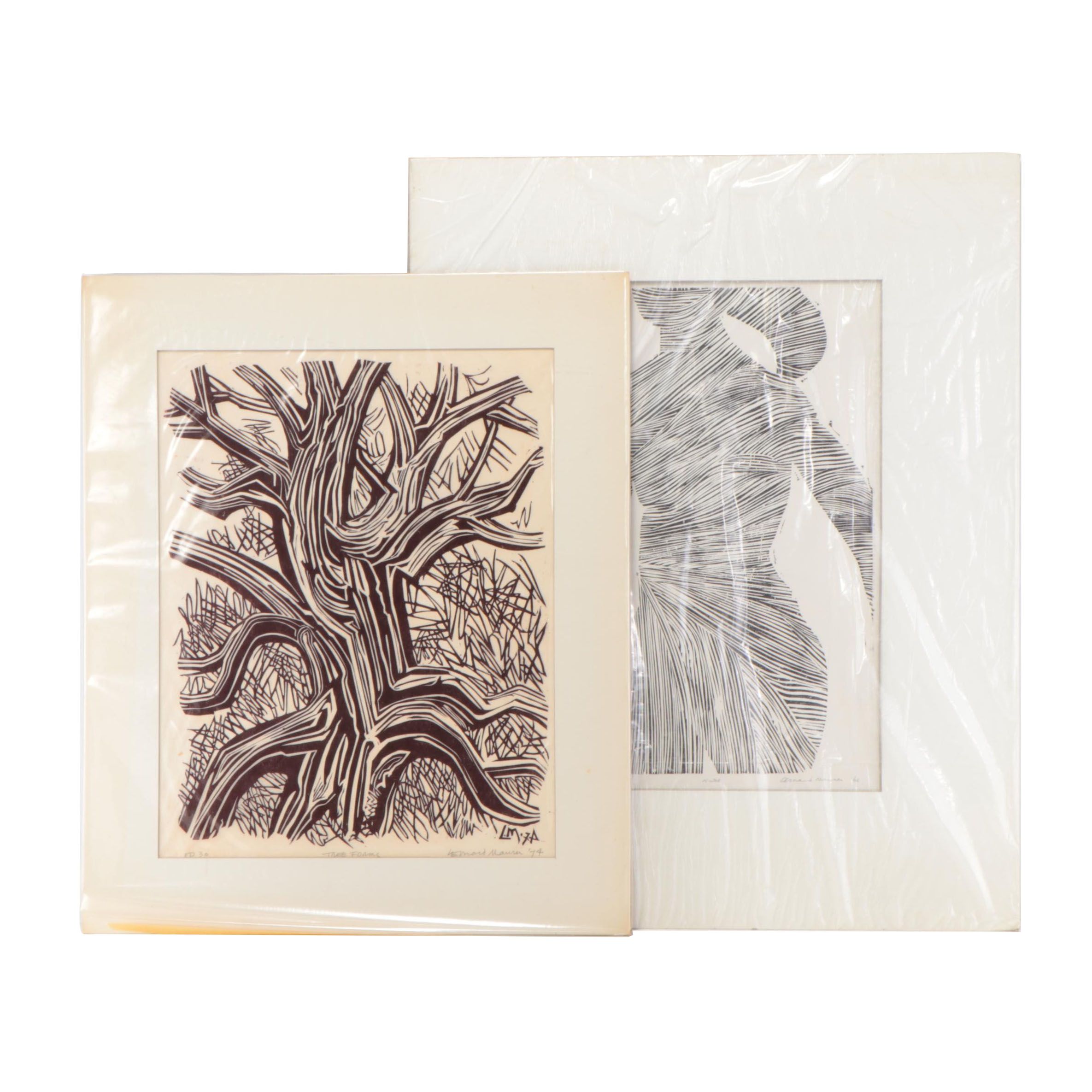 Leonard Maurer Linoleum Cuts Including "Nude"