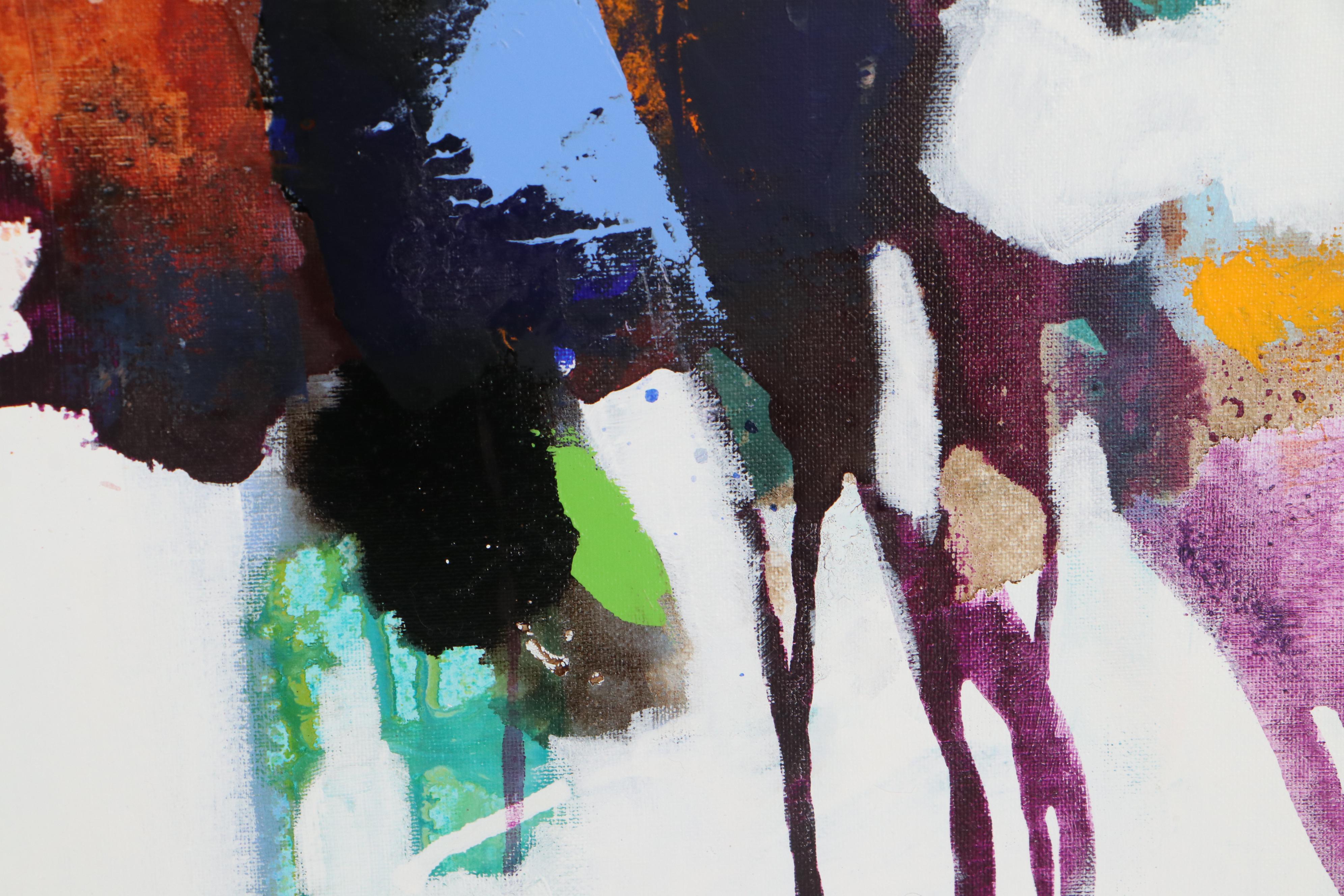 Milagros Pongo Abstract Mixed Media Painting "Frigg Home," 21st Century