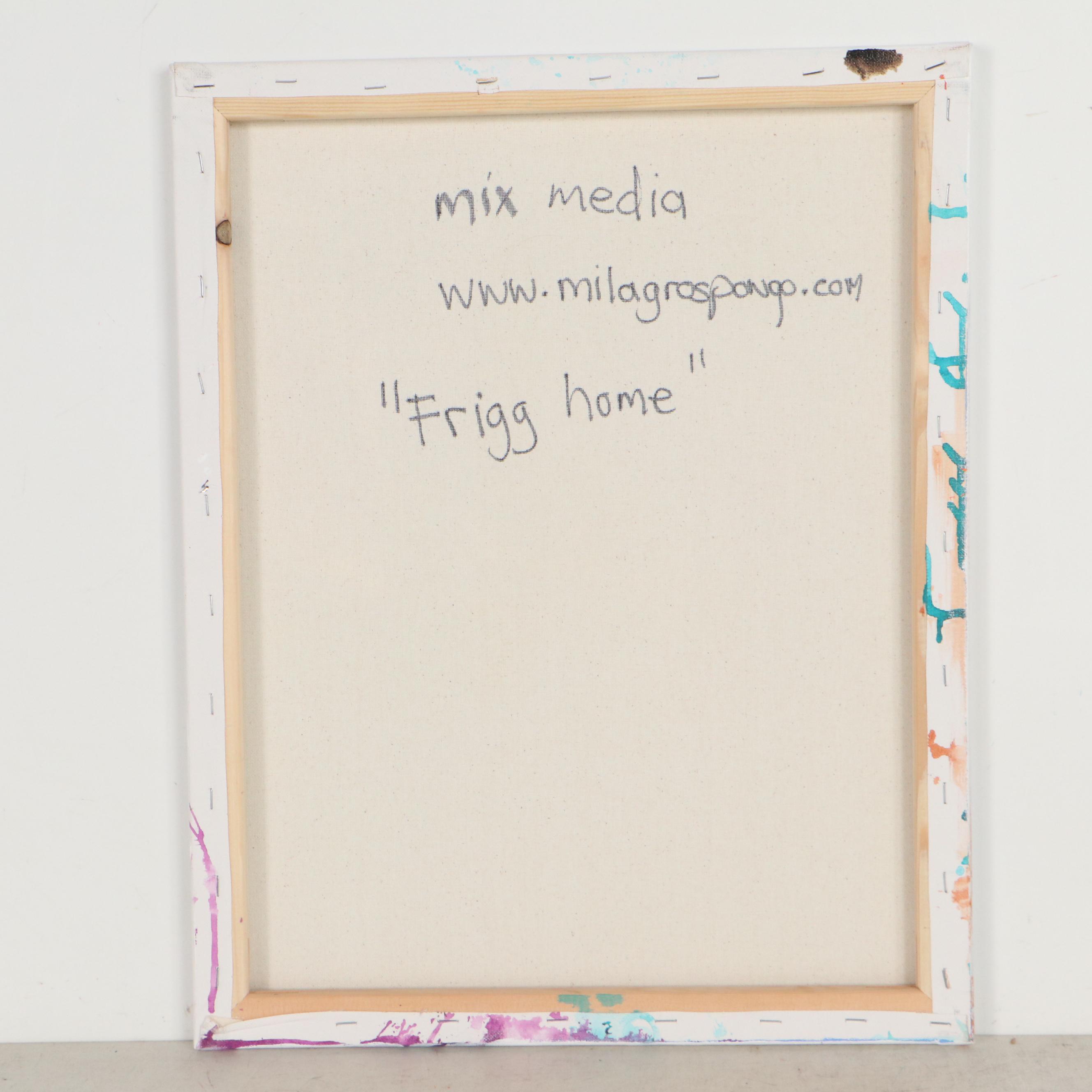 Milagros Pongo Abstract Mixed Media Painting "Frigg Home," 21st Century