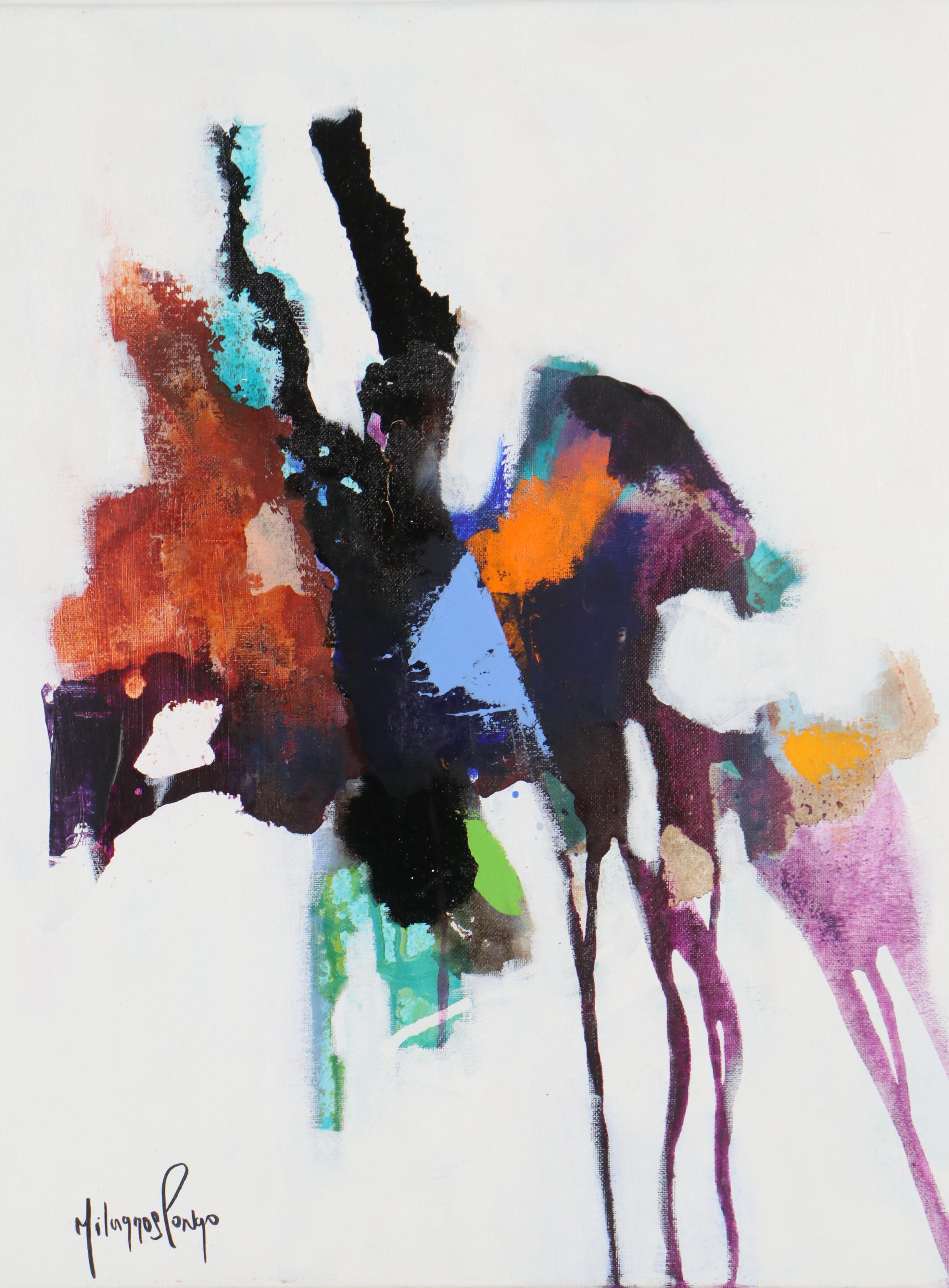 Milagros Pongo Abstract Mixed Media Painting "Frigg Home," 21st Century