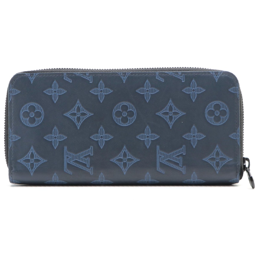 Louis Vuitton Zippy Vertical Wallet in Navy Blue Monogram Shadow