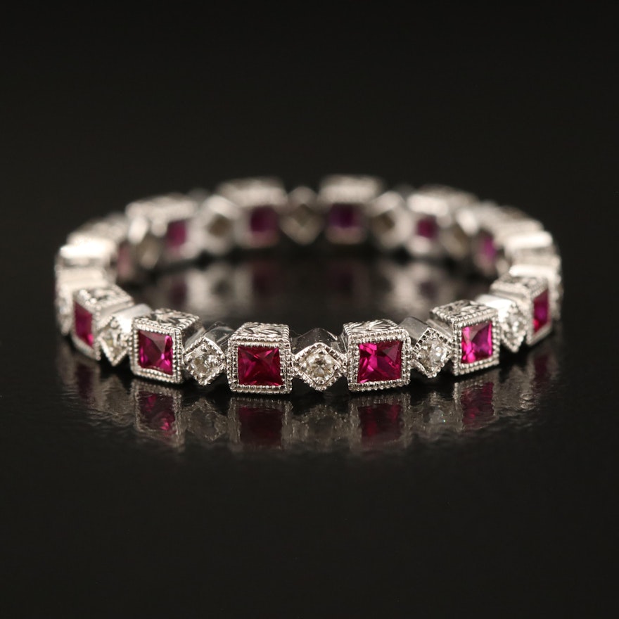 18K Diamond and Ruby Eternity Band