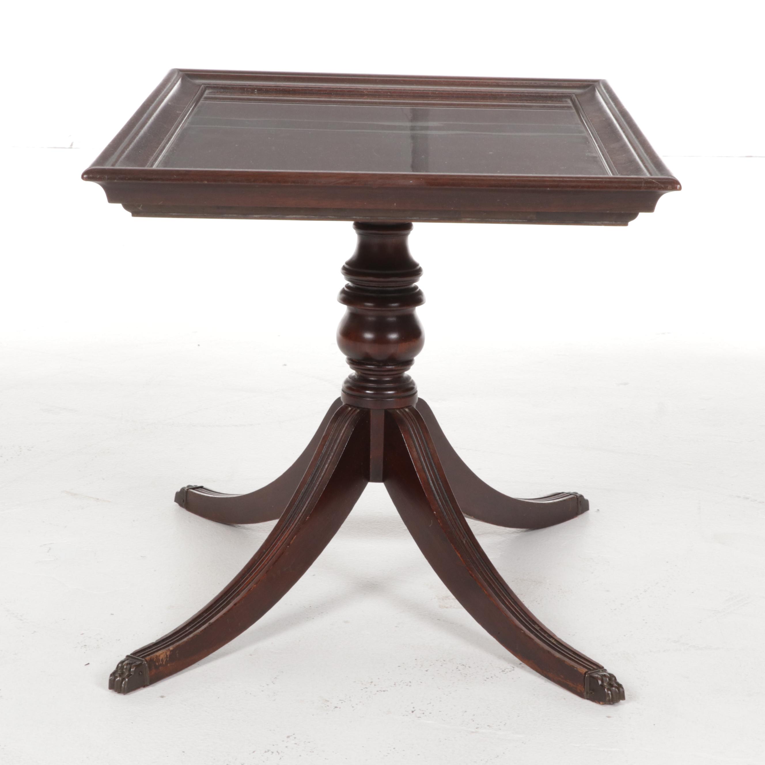 Brandt Regency Style Mahogany-Finish Glass Tray-Top Coffee Table