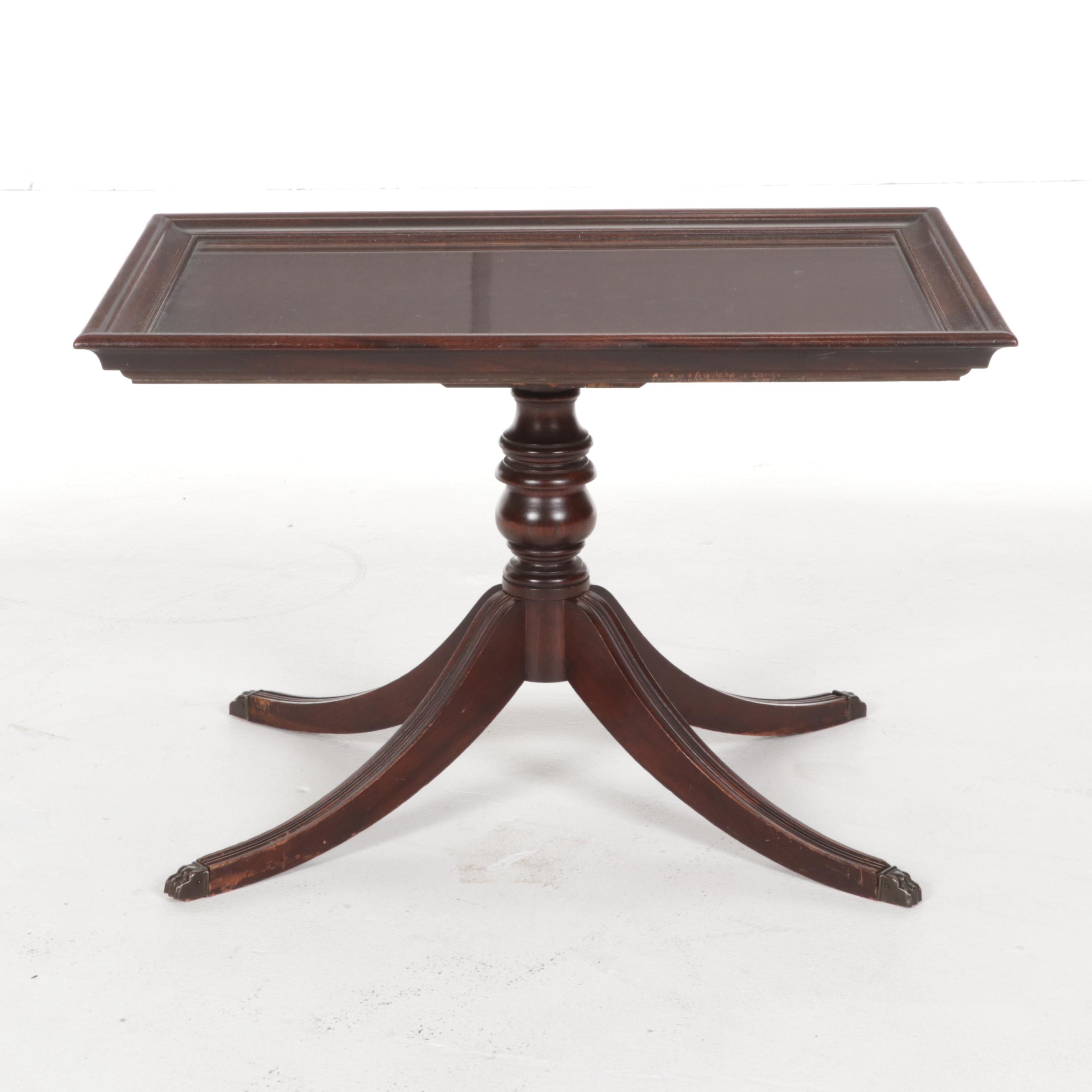 Brandt Regency Style Mahogany-Finish Glass Tray-Top Coffee Table