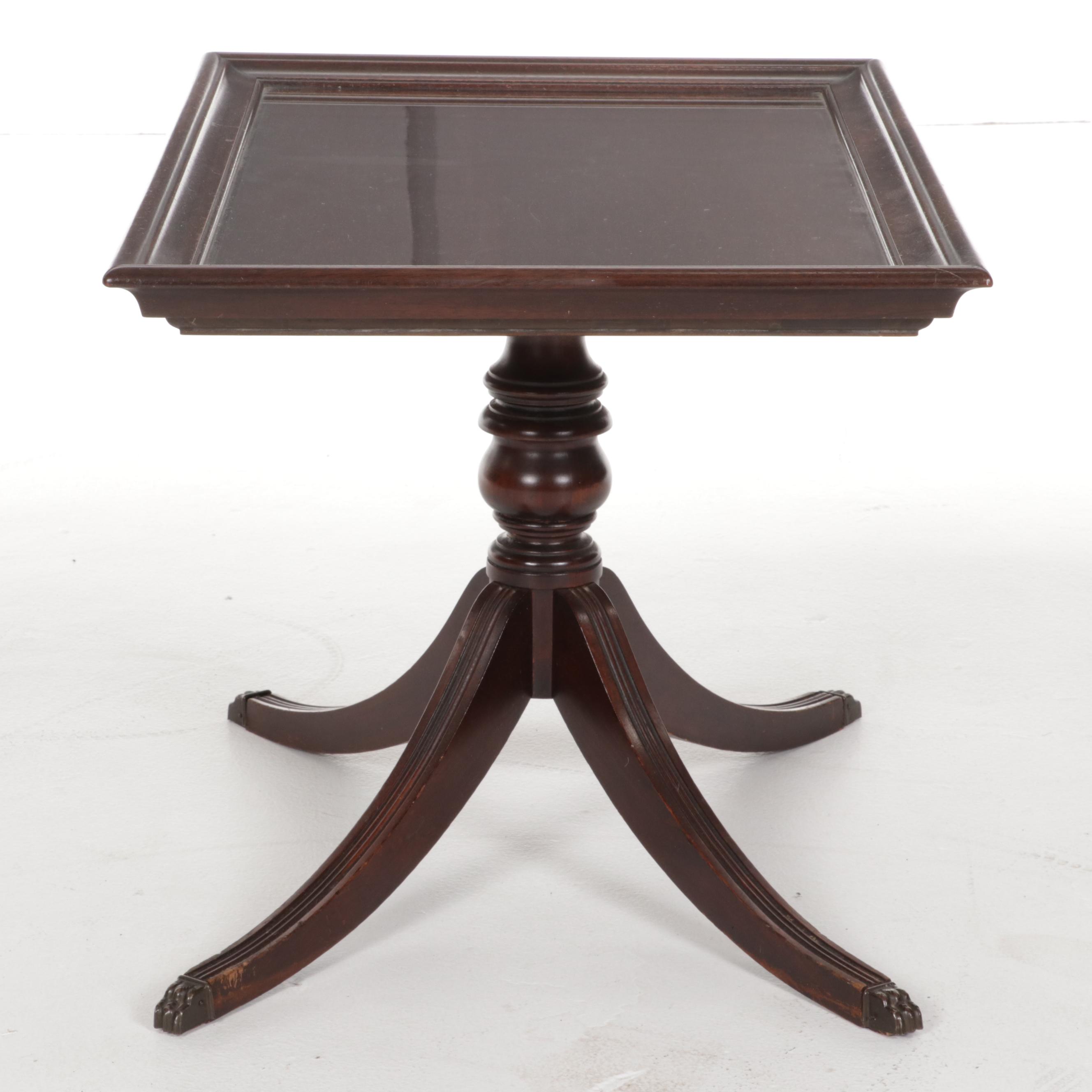 Brandt Regency Style Mahogany-Finish Glass Tray-Top Coffee Table