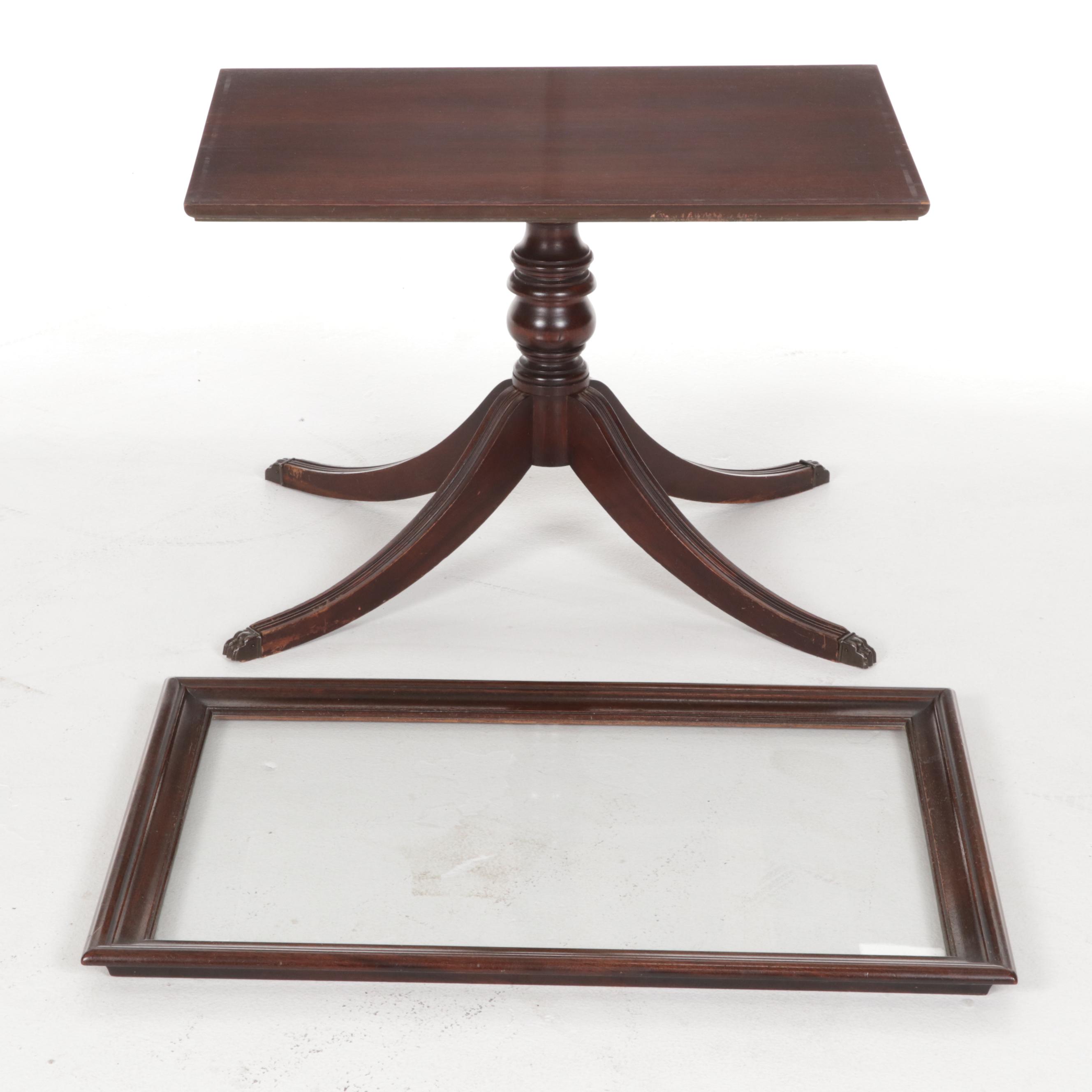 Brandt Regency Style Mahogany-Finish Glass Tray-Top Coffee Table