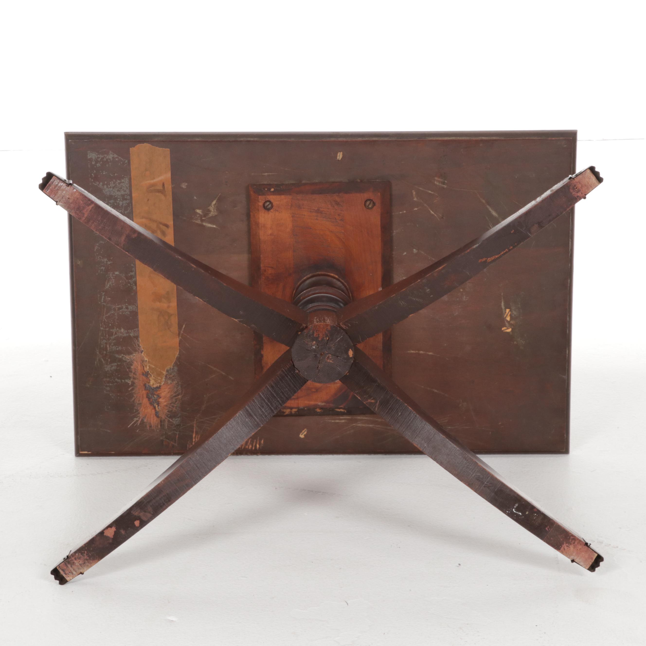 Brandt Regency Style Mahogany-Finish Glass Tray-Top Coffee Table