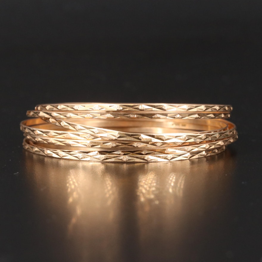 14K Diamond Cut Seven Stacking Bangles