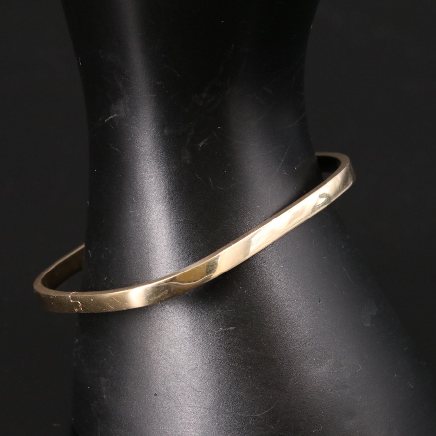 14K Rectangular Hinged Bangle