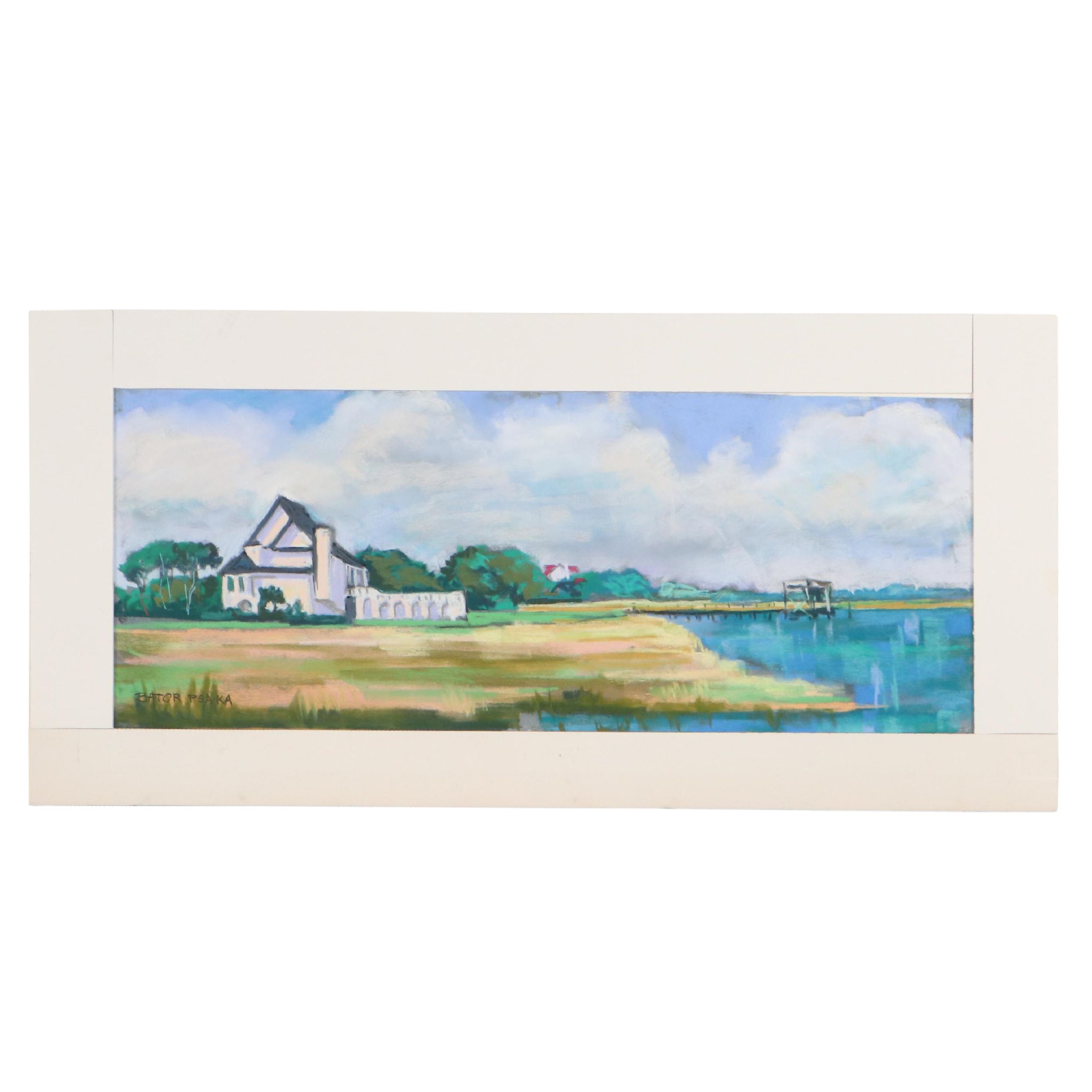 Martha Bator Pastel Drawing "Home on the Marsh"