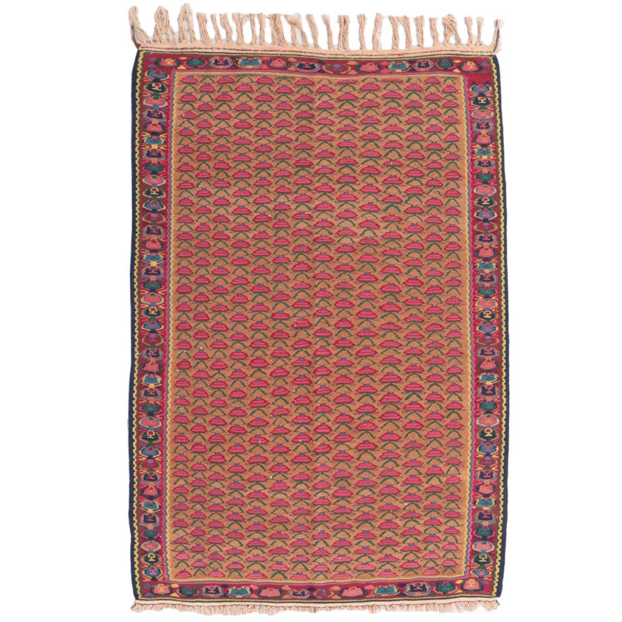 3'3 x 5'4 Handwoven Persian Senneh Kilim Area Rug