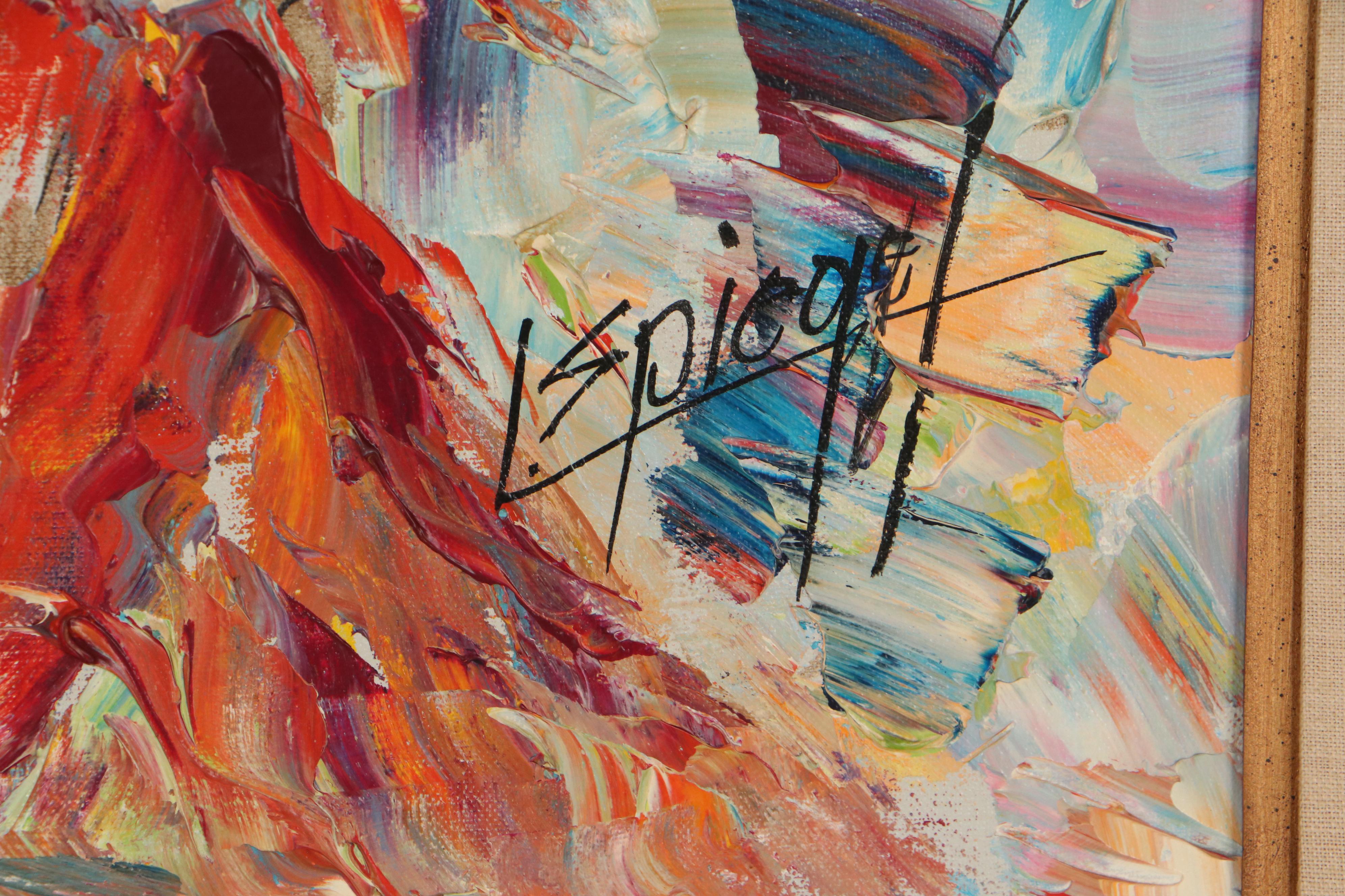 Louis Spiegel Mixed Media Painting of a Clown, 19704