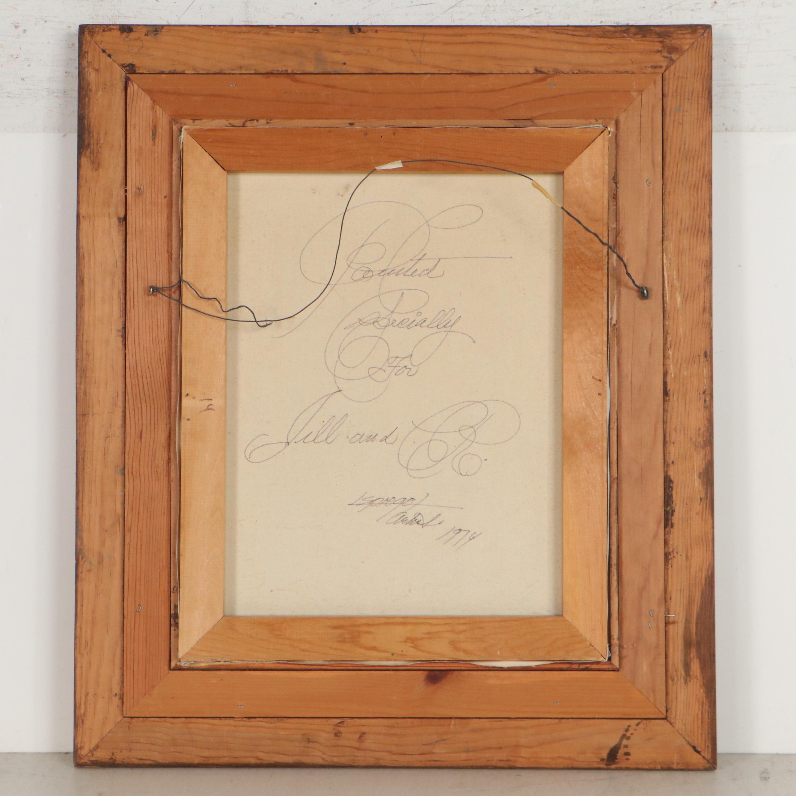 Louis Spiegel Mixed Media Painting of a Clown, 19704