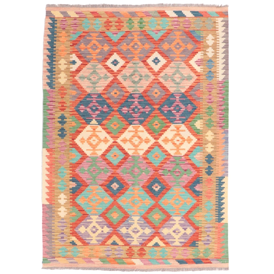 4'9 x 6'10 Handwoven Afghan Kilim Area Rug