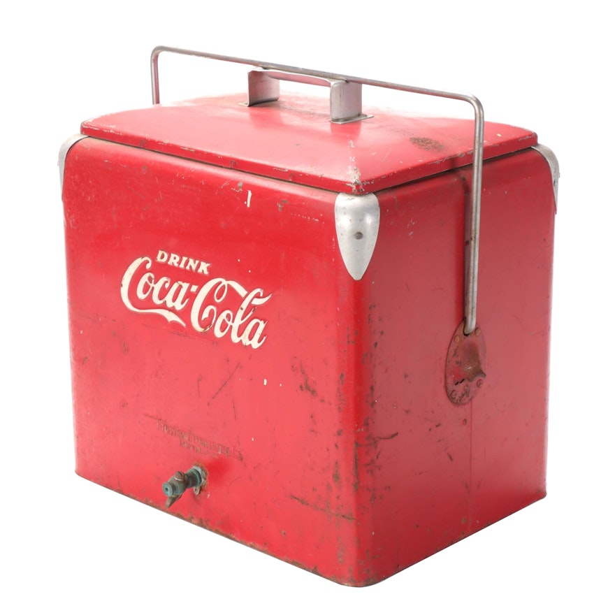 Coca-Cola Red Metal Cooler, Mid-20th Century