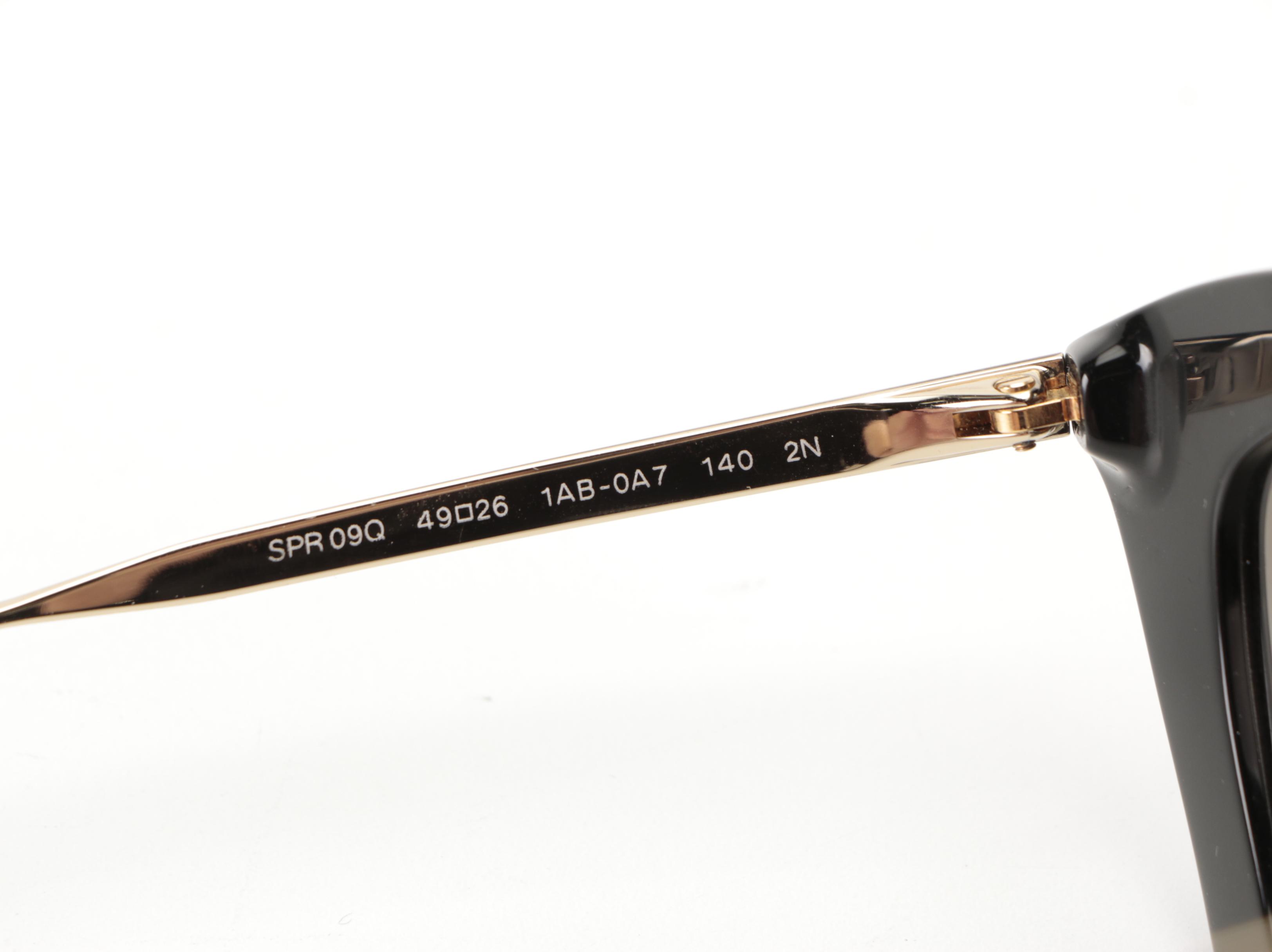 Prada SPR09Q Black and Gold-Tone Metal Frame Sunglasses