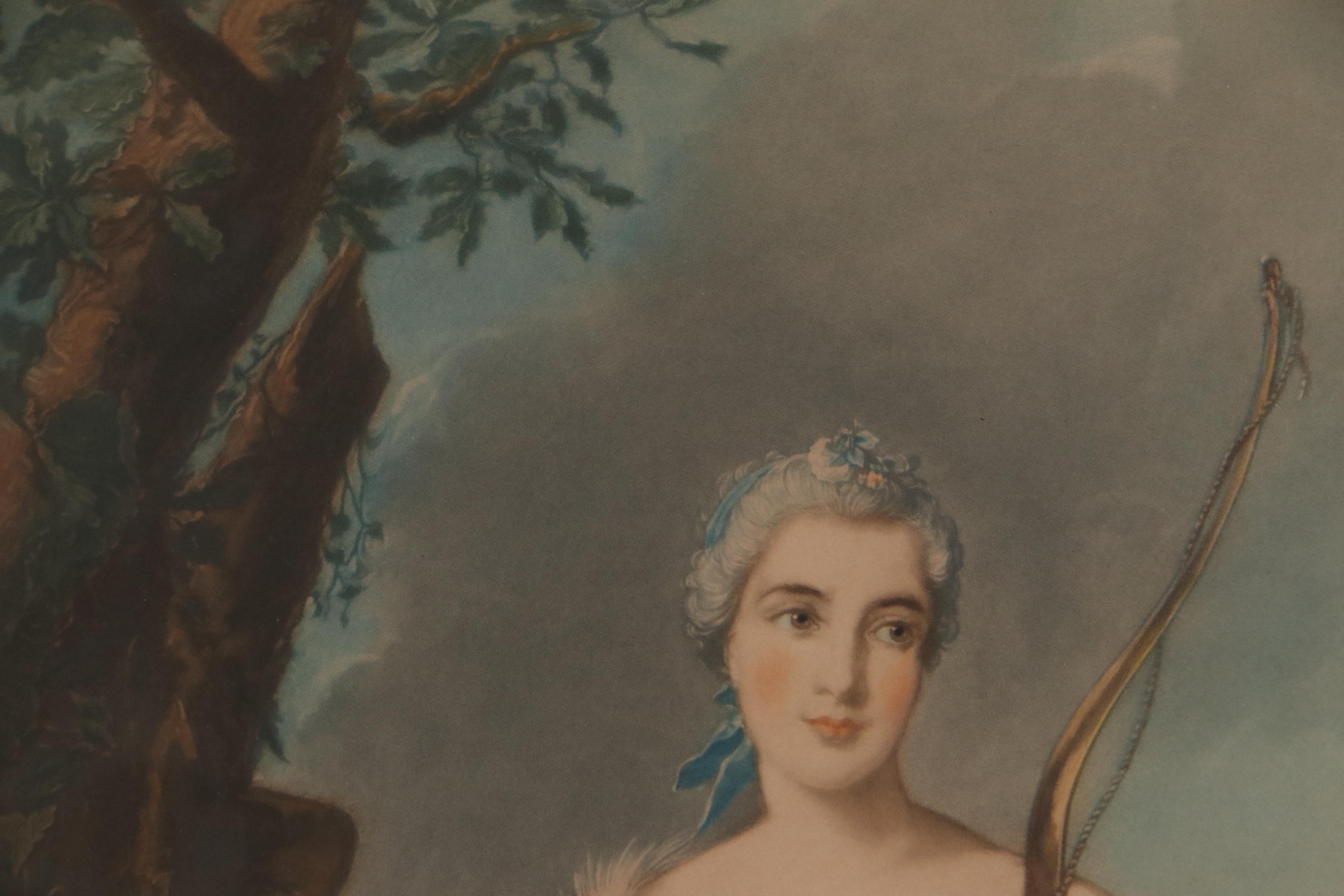 Thomas Crawford Hand-Colored Mezzotint "Madame Bergeret de Frouville as Diana"