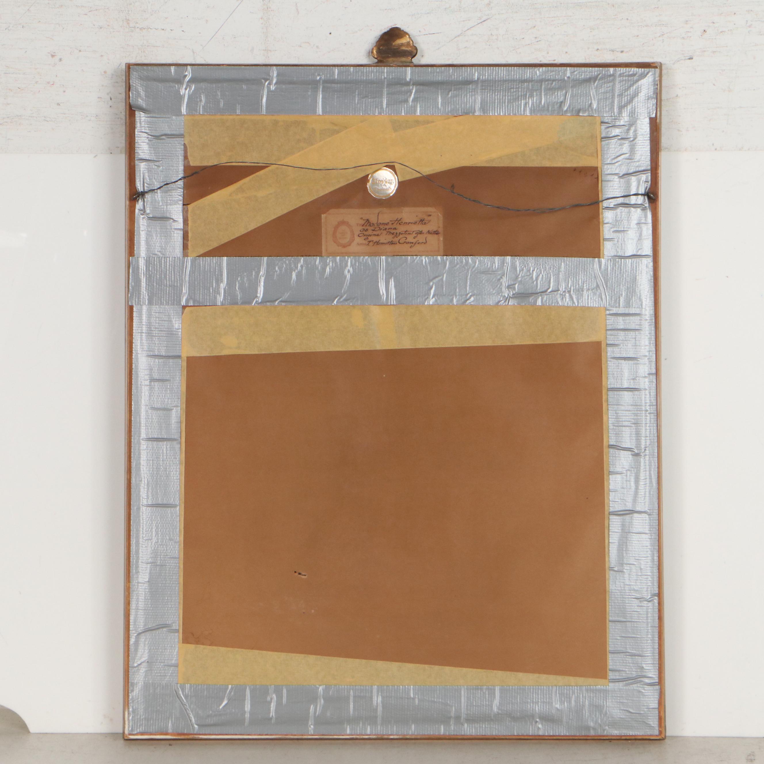 Thomas Crawford Hand-Colored Mezzotint "Madame Bergeret de Frouville as Diana"