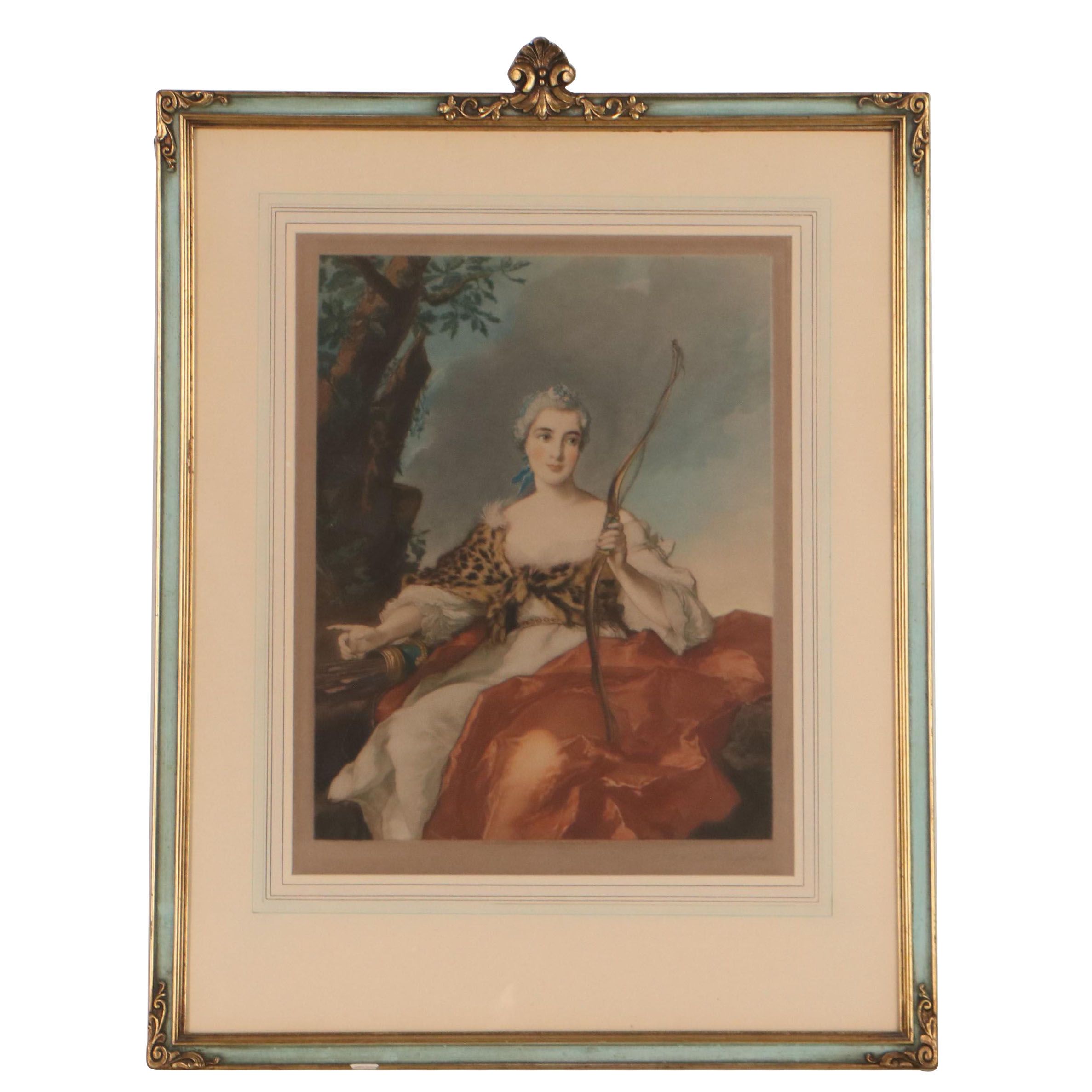Thomas Crawford Hand-Colored Mezzotint "Madame Bergeret de Frouville as Diana"