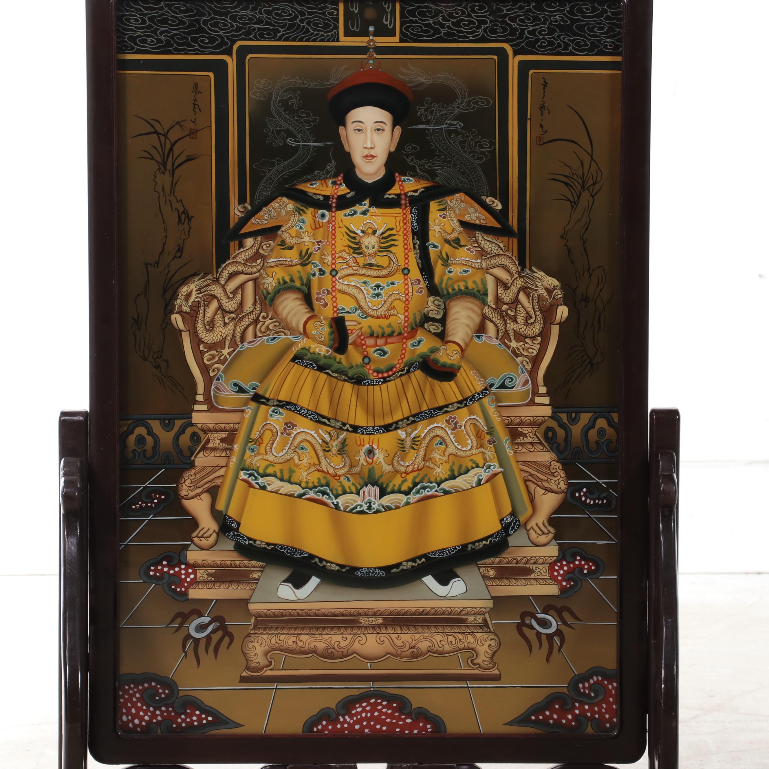 Chinese Emperor and Empress Table Screens