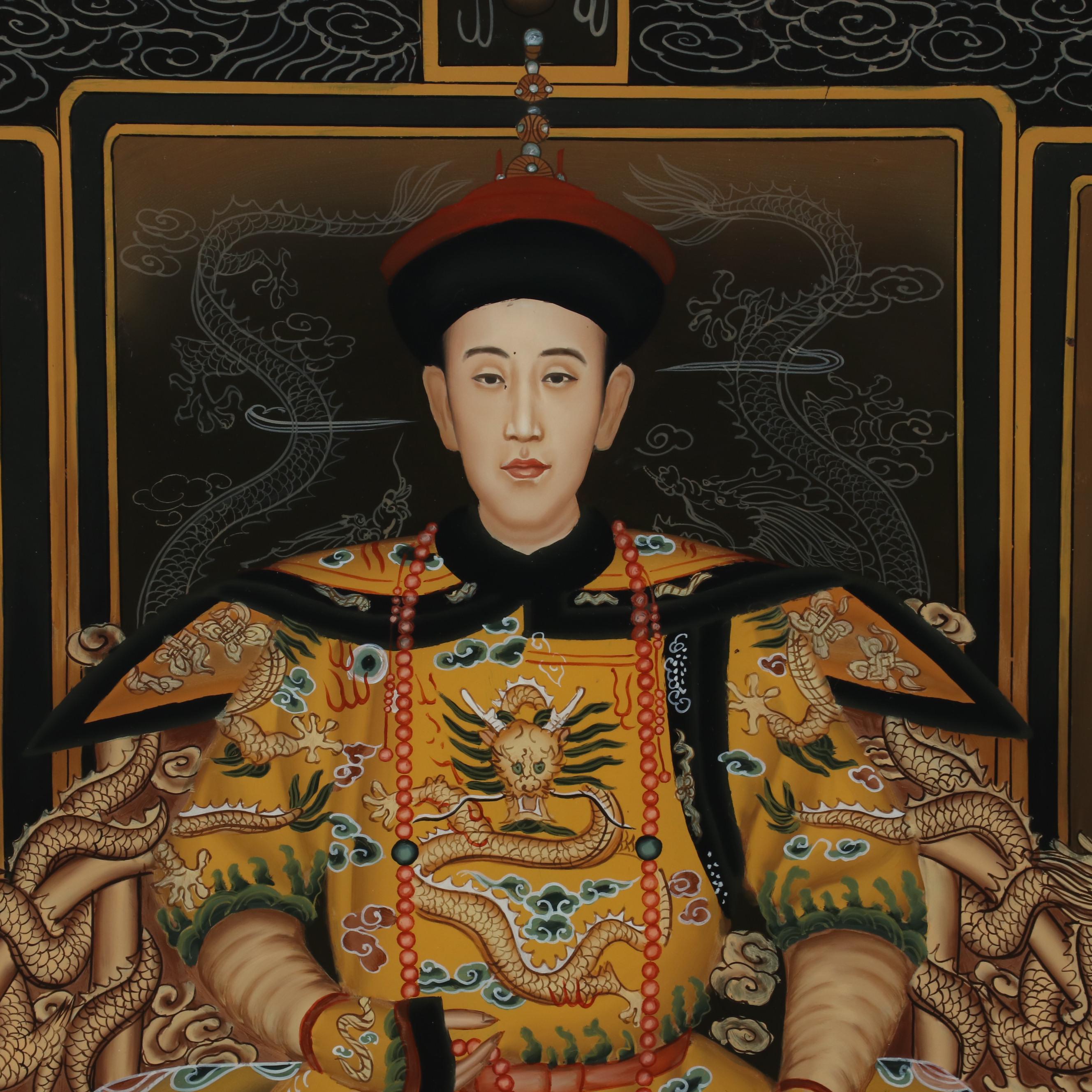 Chinese Emperor and Empress Table Screens