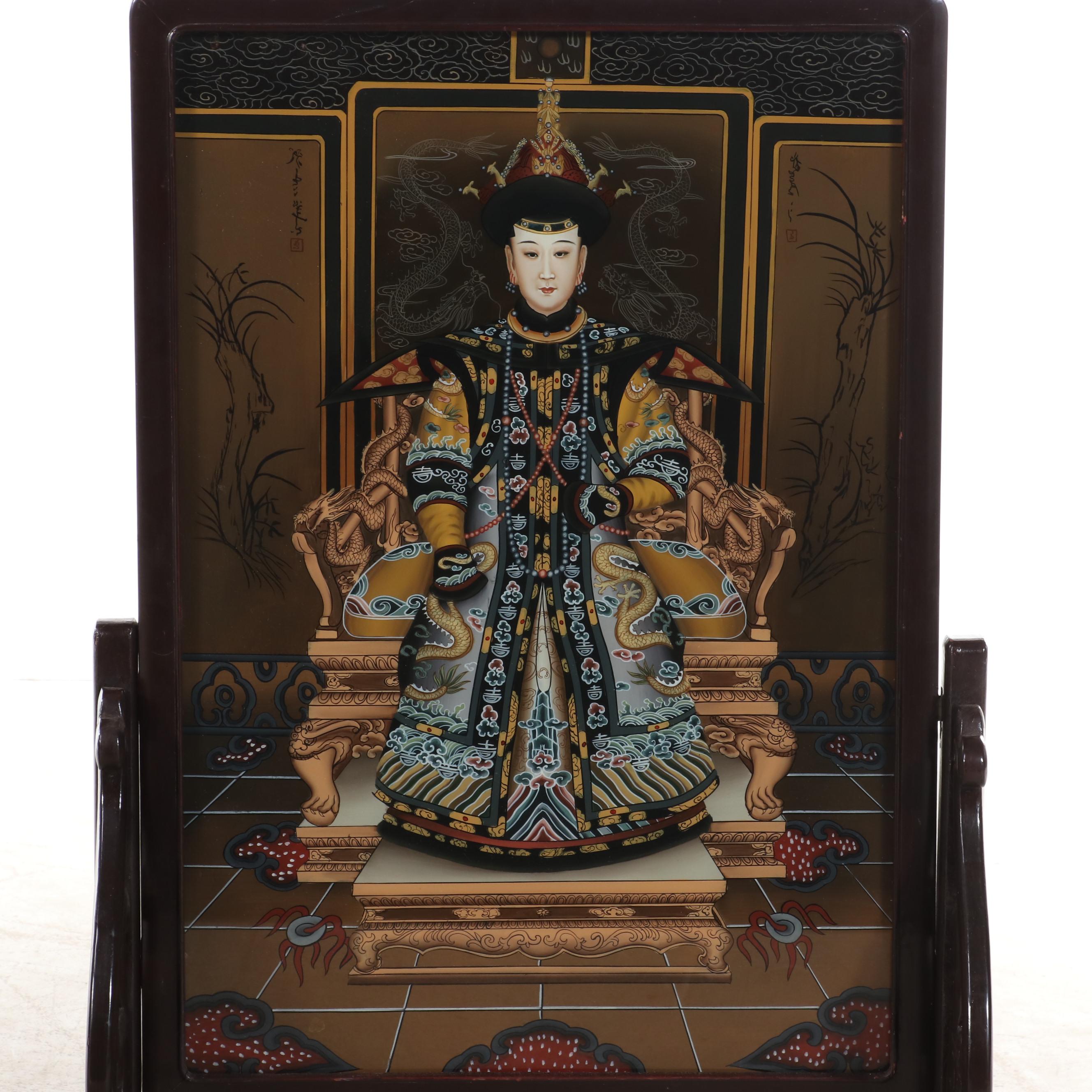 Chinese Emperor and Empress Table Screens
