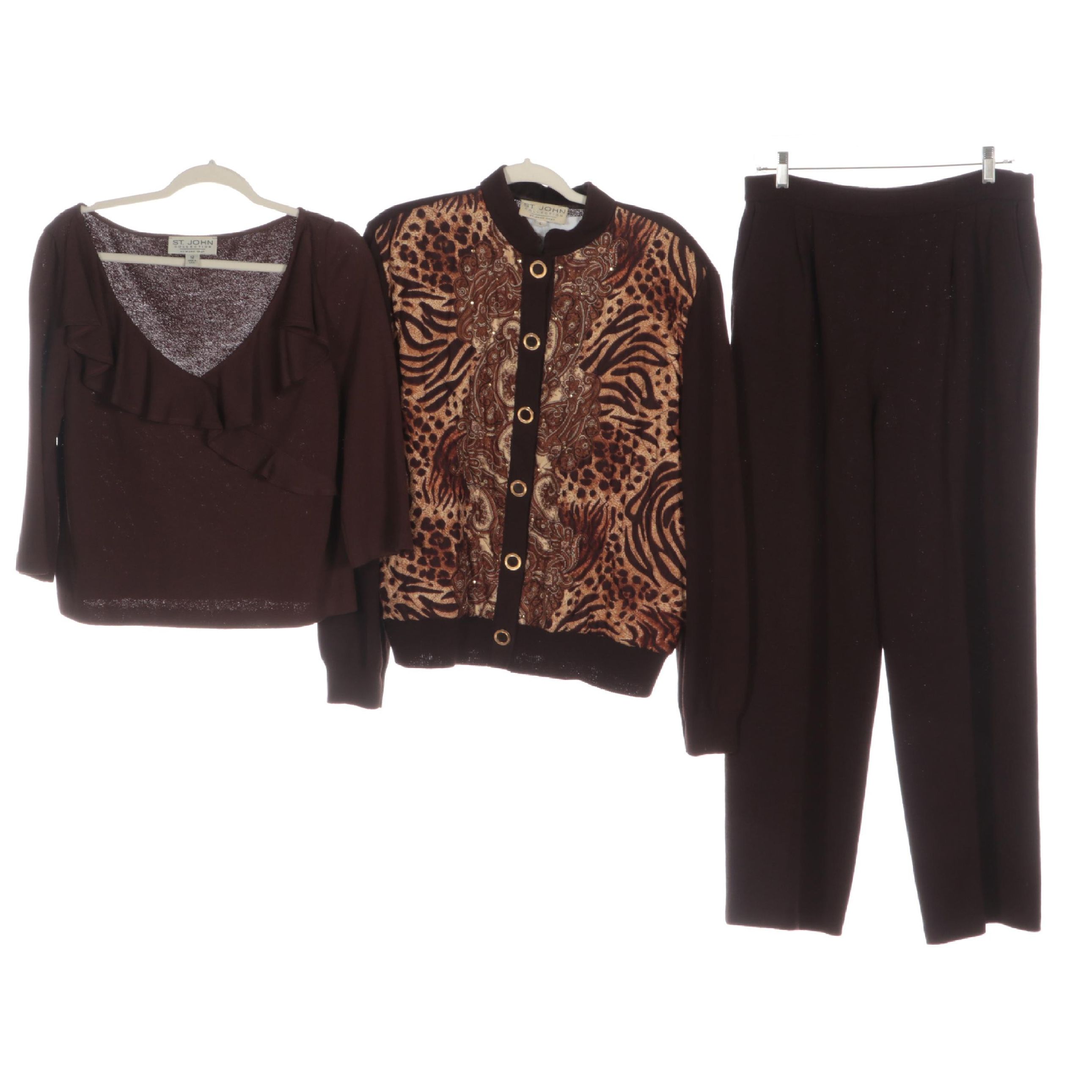 St. John Santana Knit Separates Including Mixed Pattern Cardigan Jacket