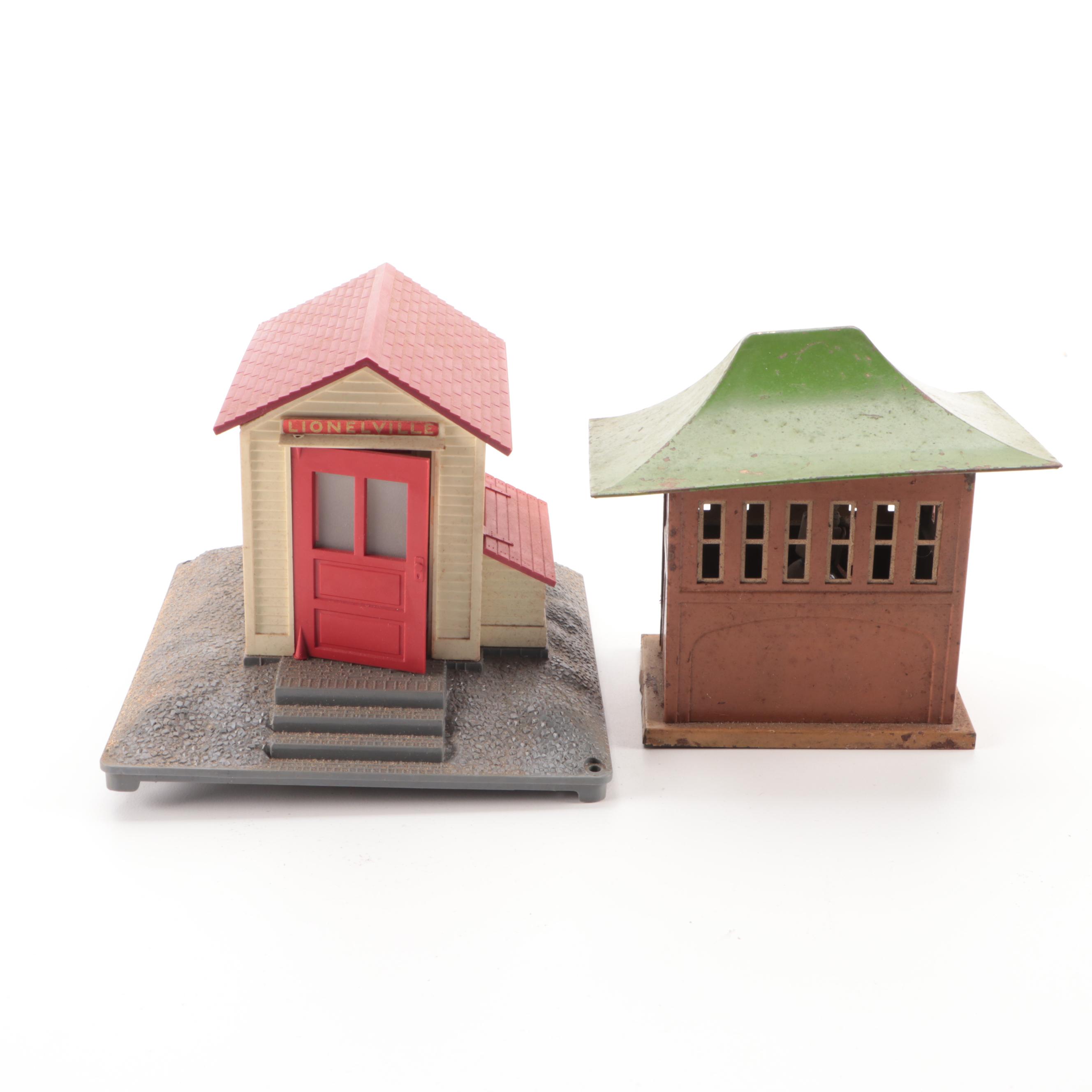 Lionel O Guage Train Station with Other Lionel Buildings and MTH Bridges