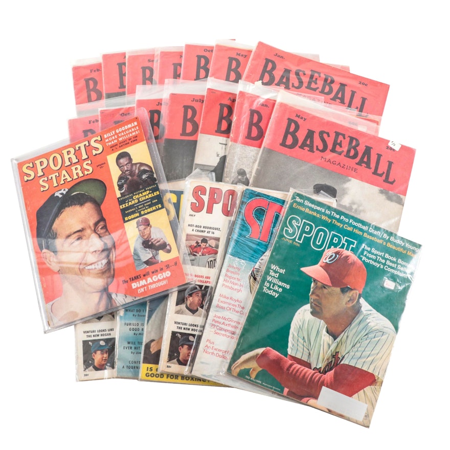 Baseball and Sport Magazines Featuring DiMaggio, Perry, Lemon, 1940s–1960s