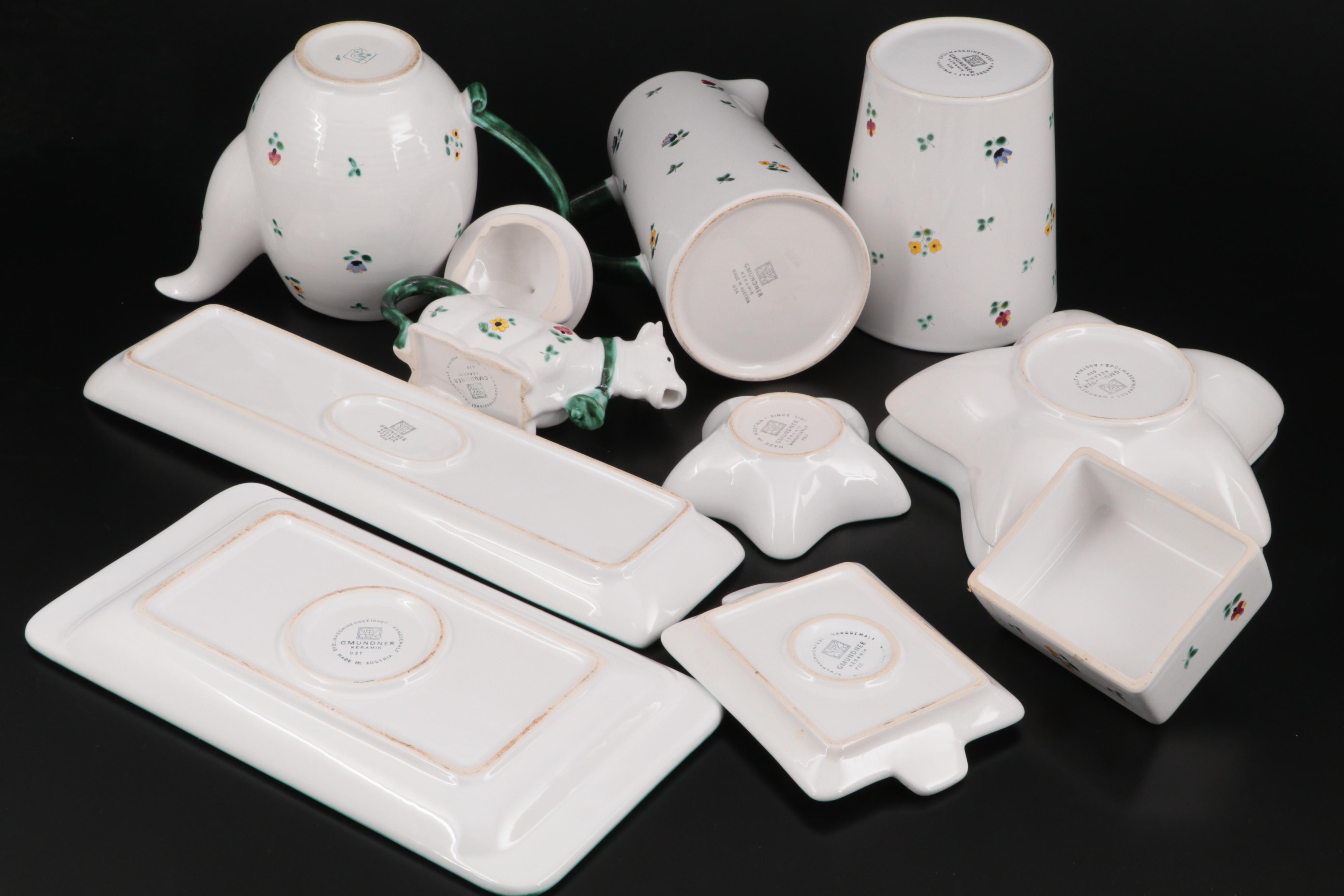 Gmundner Keramik "Alpine Flowers" Ceramic Dinnerware and Table Accessories