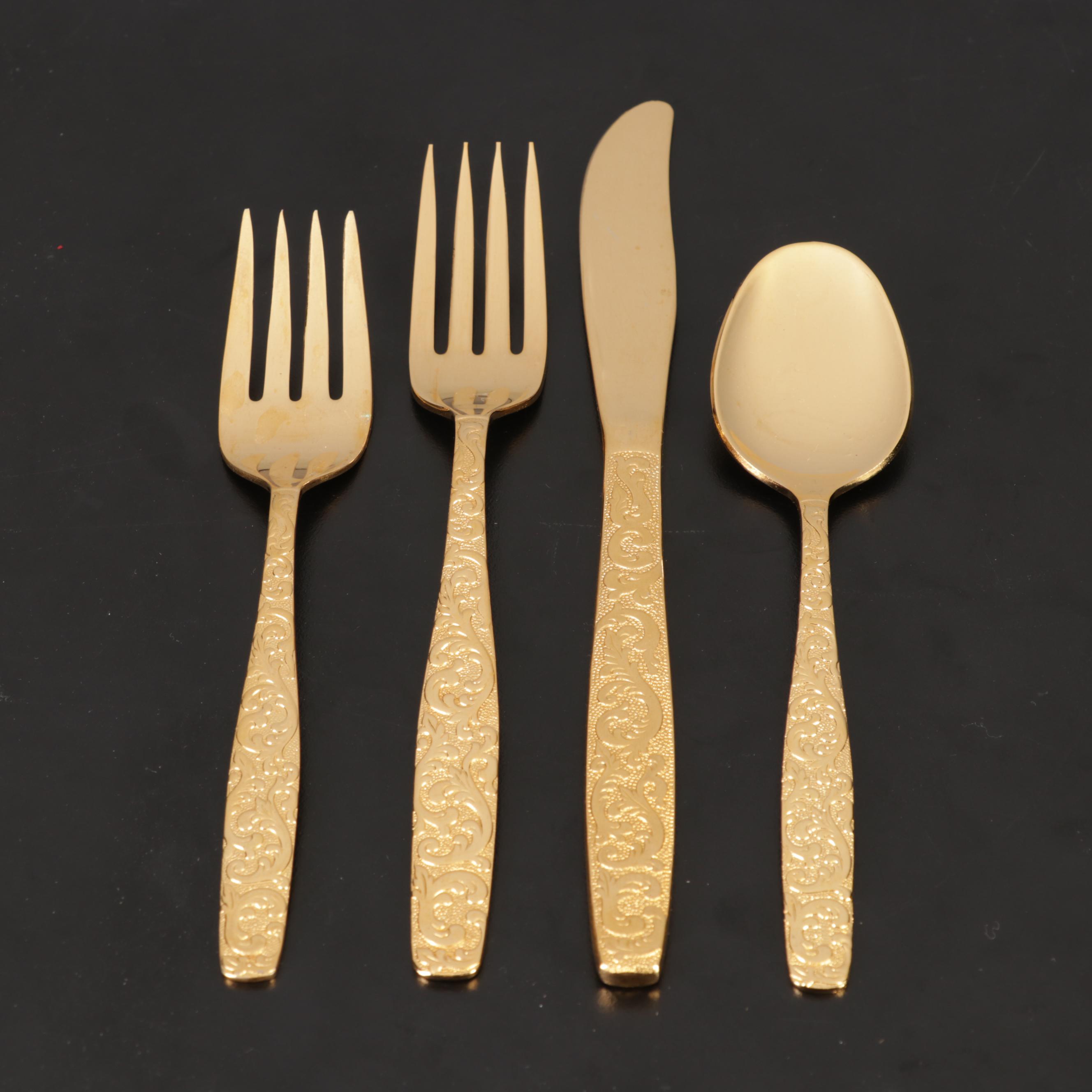International Silver Co. "Golden Scroll Americana Heritage" Gold Tone Flatware