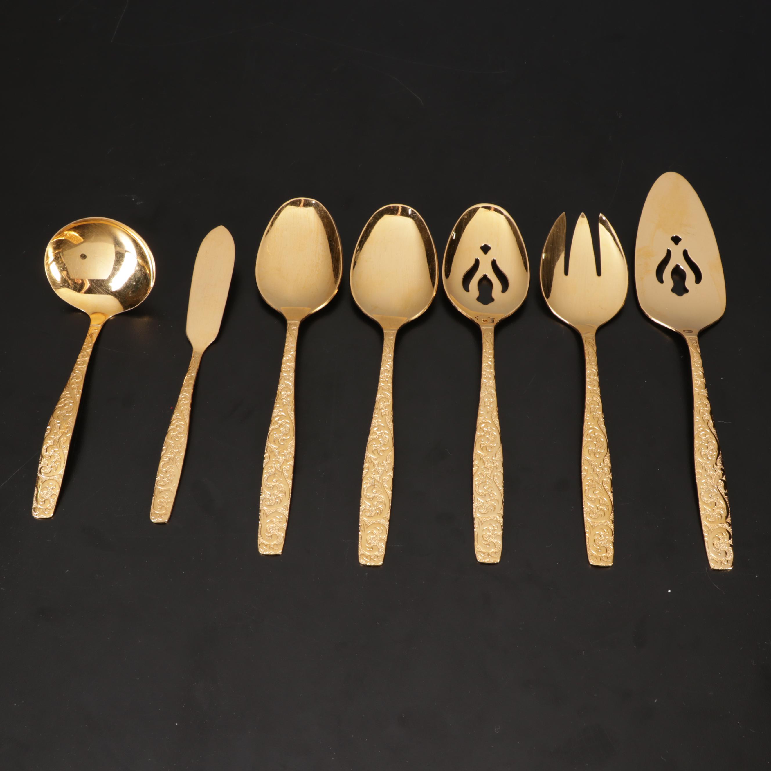 International Silver Co. "Golden Scroll Americana Heritage" Gold Tone Flatware