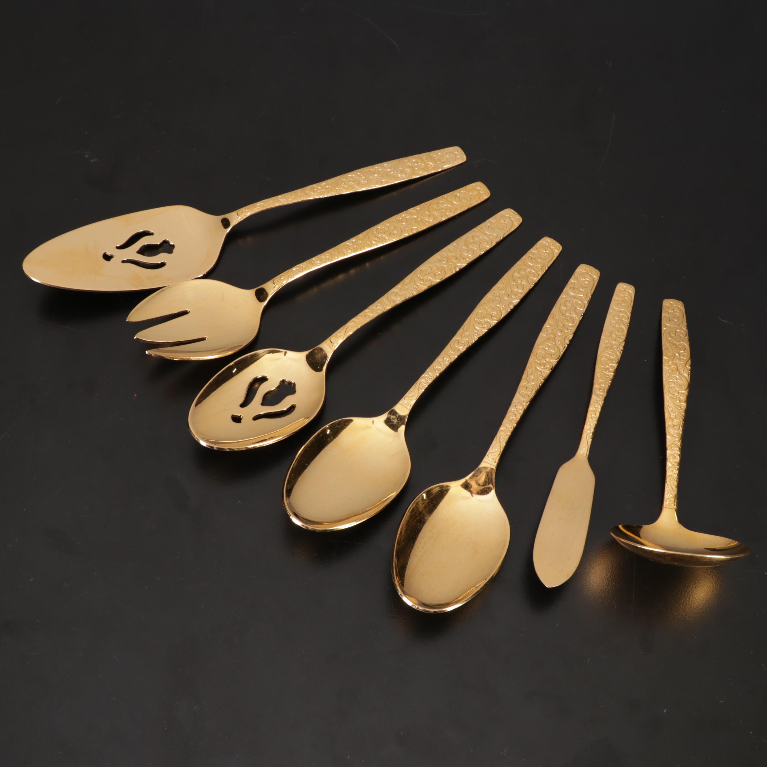 International Silver Co. "Golden Scroll Americana Heritage" Gold Tone Flatware