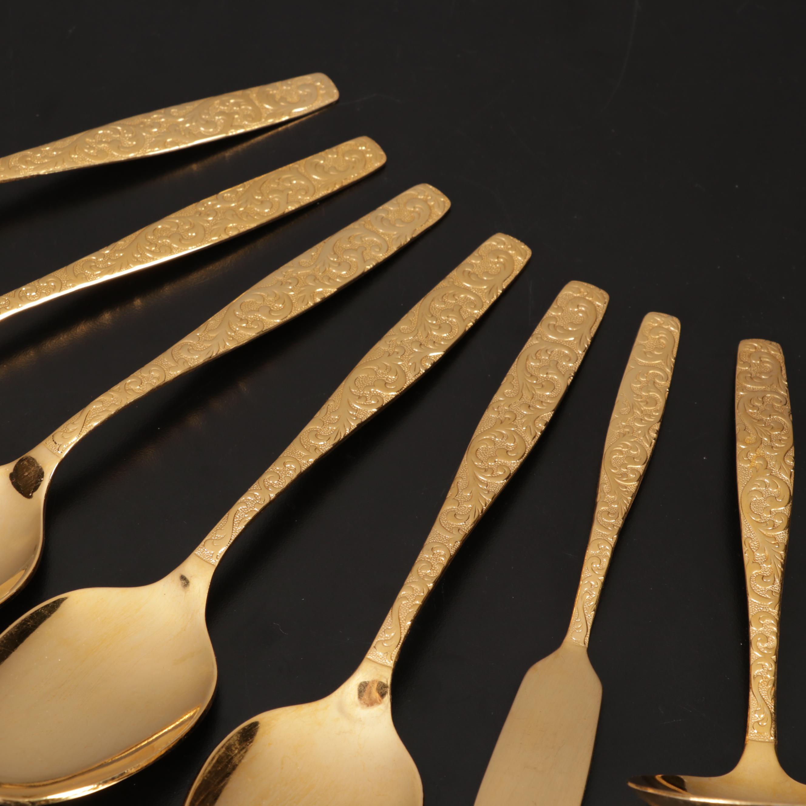 International Silver Co. "Golden Scroll Americana Heritage" Gold Tone Flatware