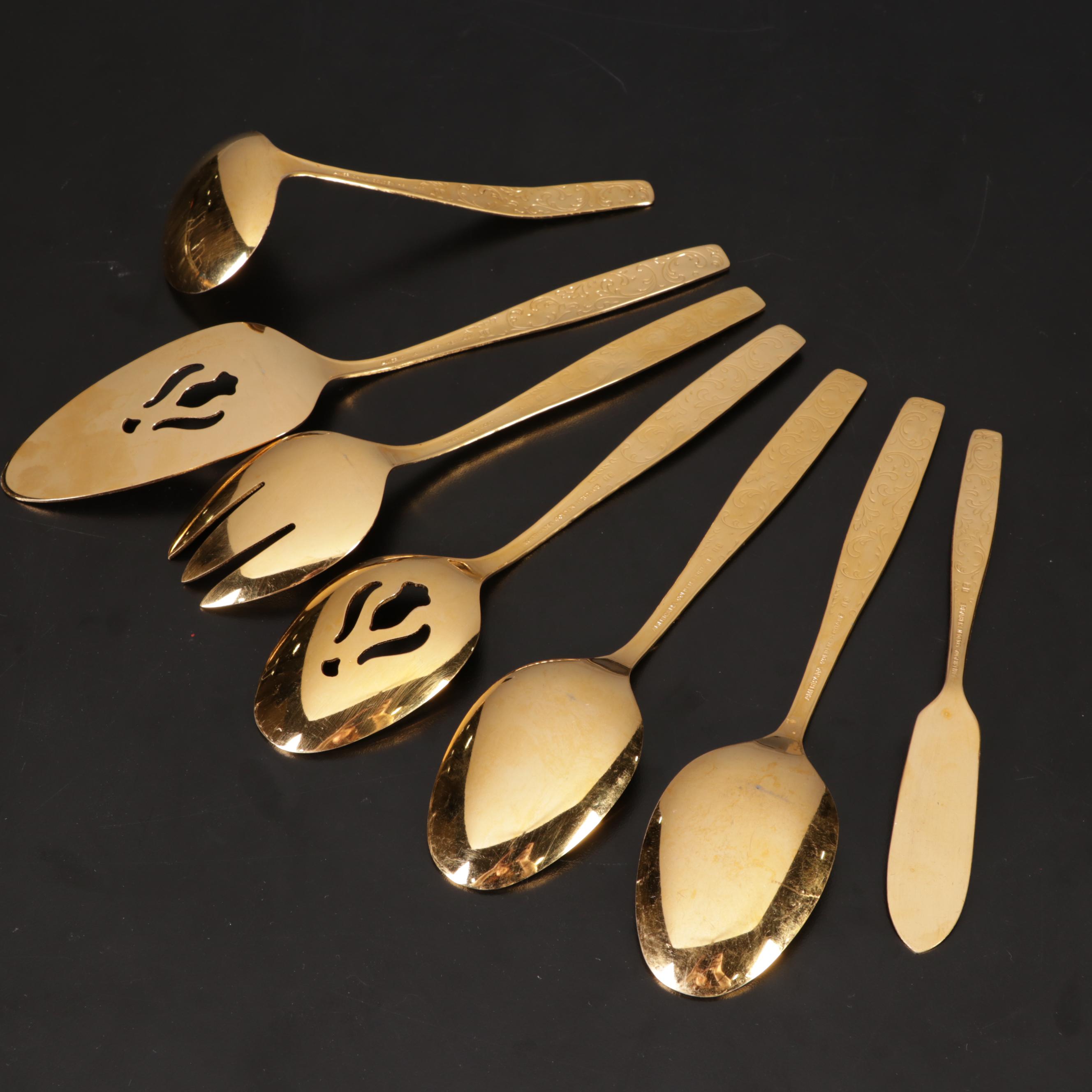 International Silver Co. "Golden Scroll Americana Heritage" Gold Tone Flatware