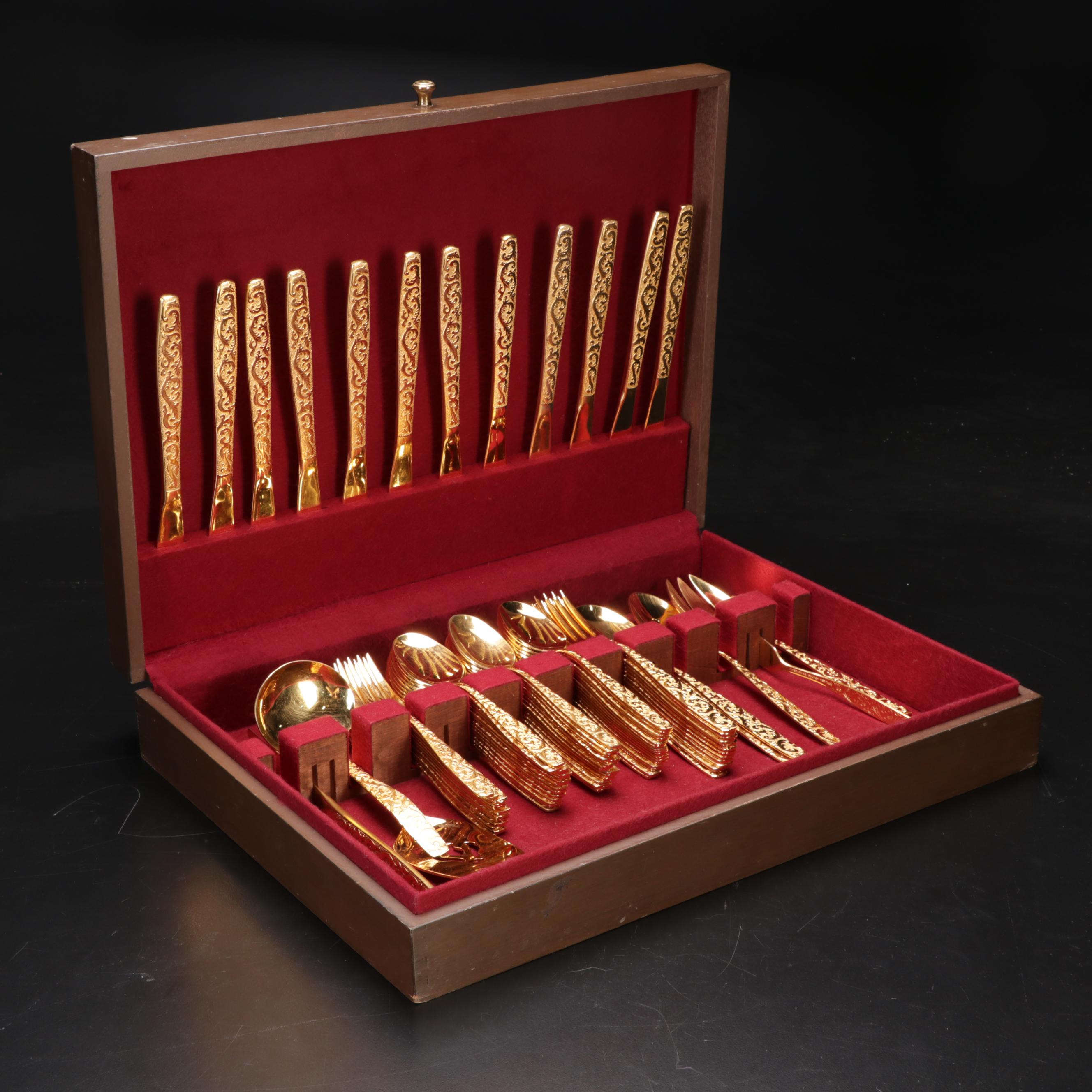 International Silver Co. "Golden Scroll Americana Heritage" Gold Tone Flatware