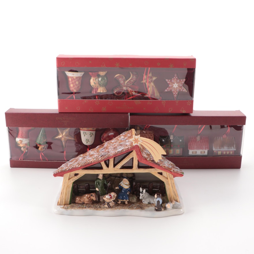 Villeroy & Boch "Nostalgic Village" Nativity with Christmas Ornaments