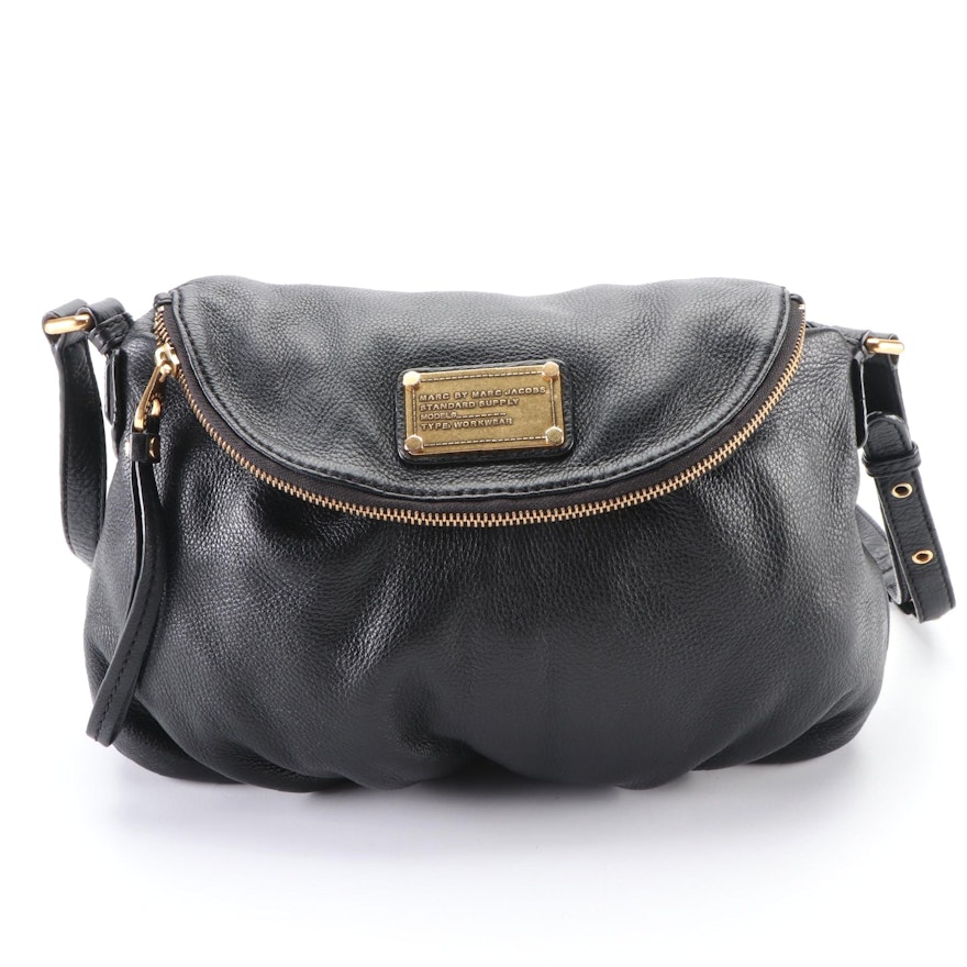 Marc by Marc Jacobs Black Grained Leather Flap Shoulder Bag