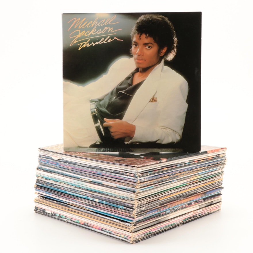 Michael Jackson's "Thriller" with Assorted Disco Record Collection