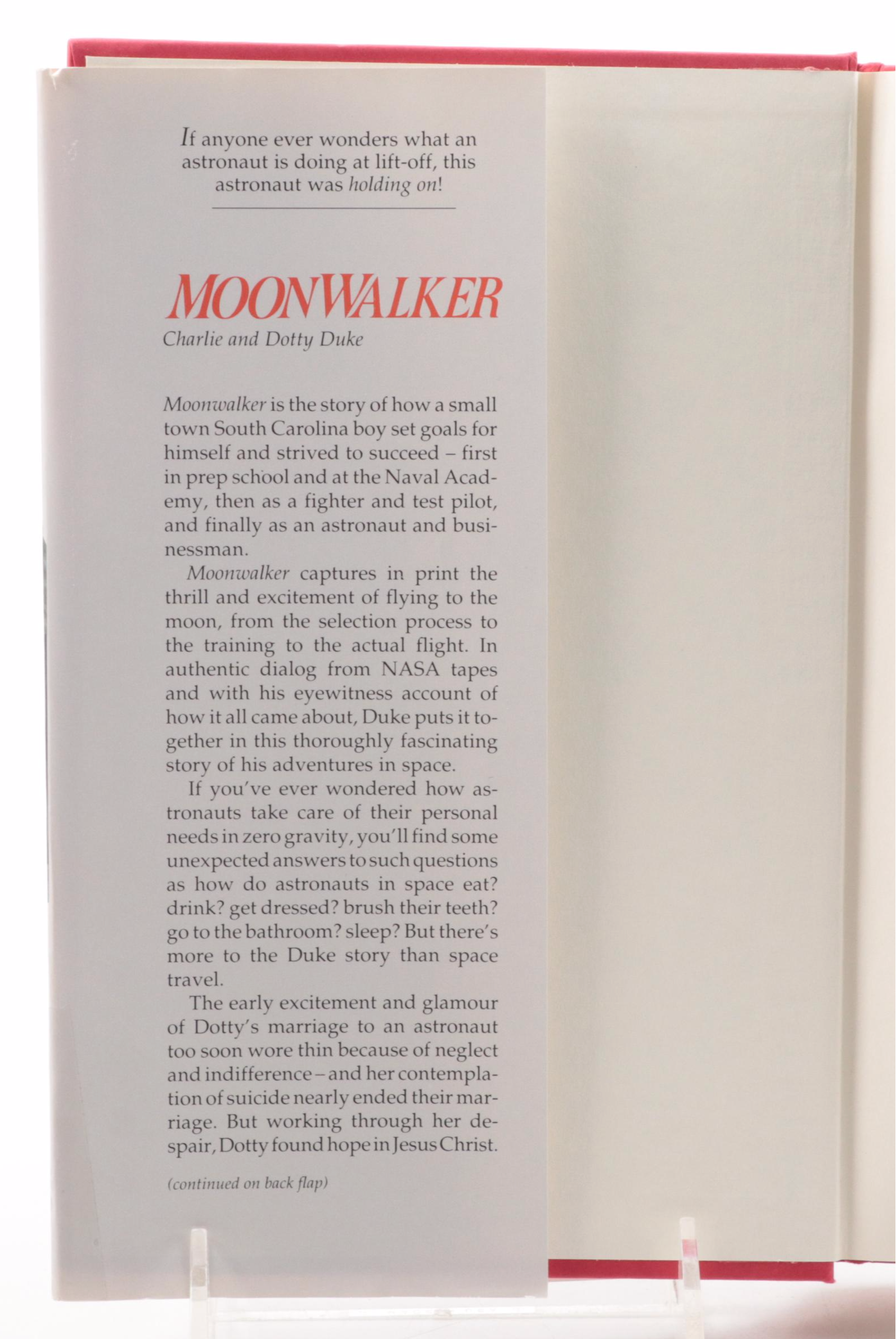 Signed Fifth Printing "Moonwalker" by Charlie and Dotty Duke, 1998