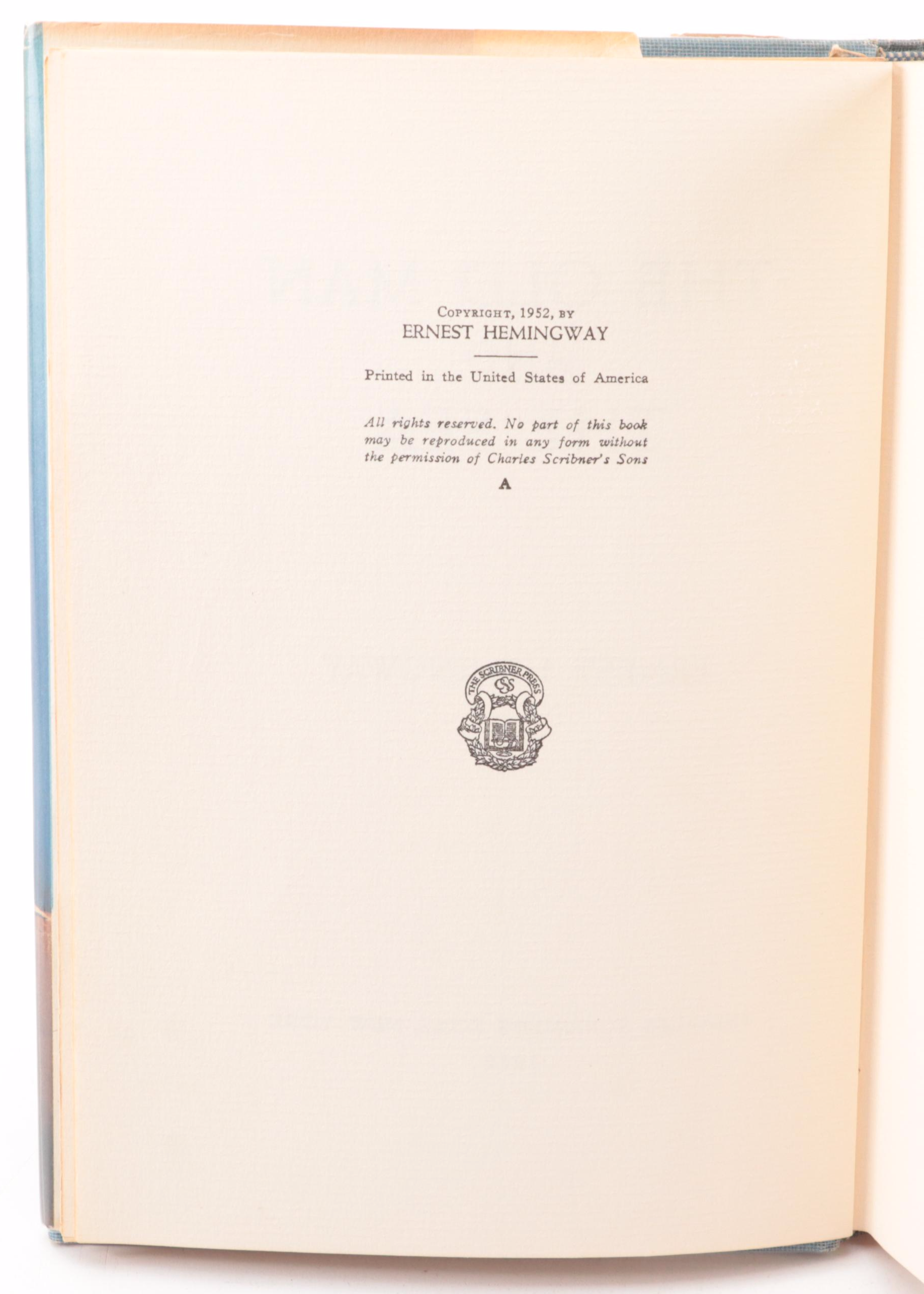 First Edition "The Old Man and the Sea" by Ernest Hemingway, 1952